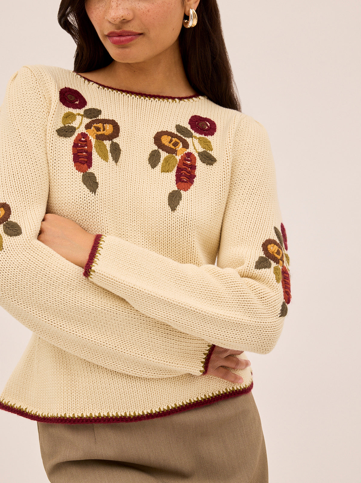 Renata Ivory Hand-Embroidered Jumper