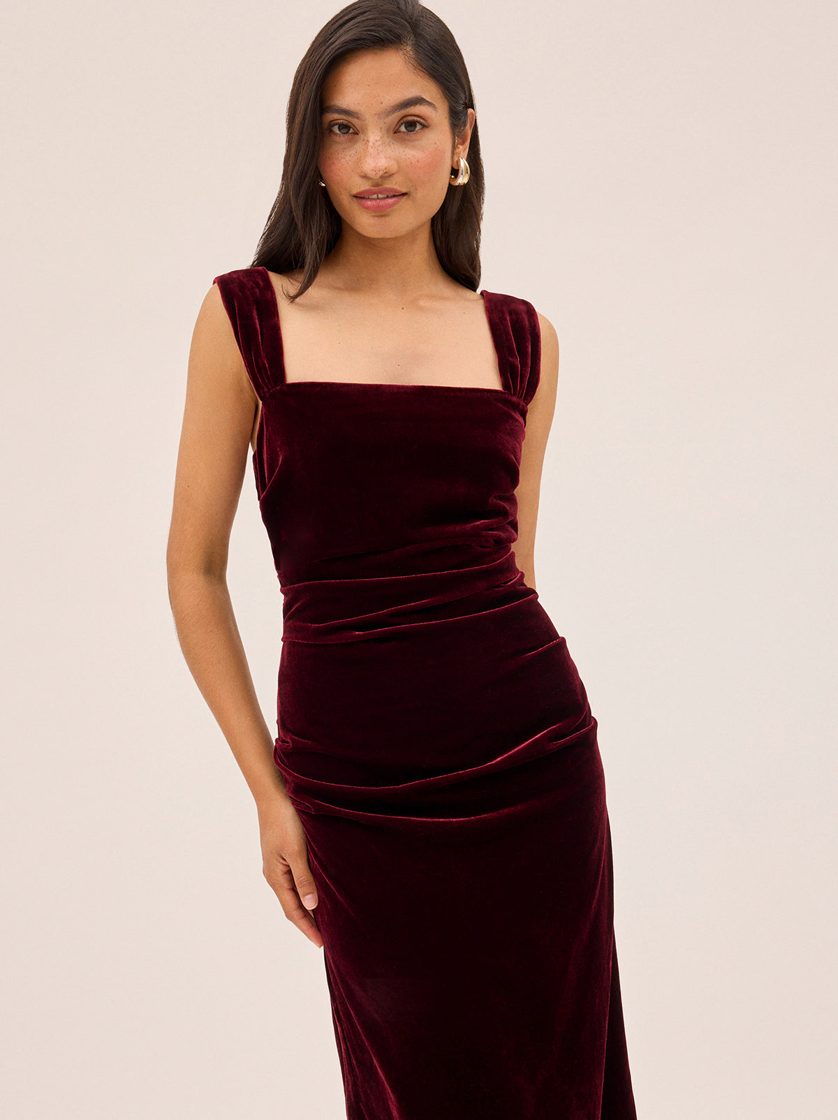 Rita Burgundy Velvet Dress