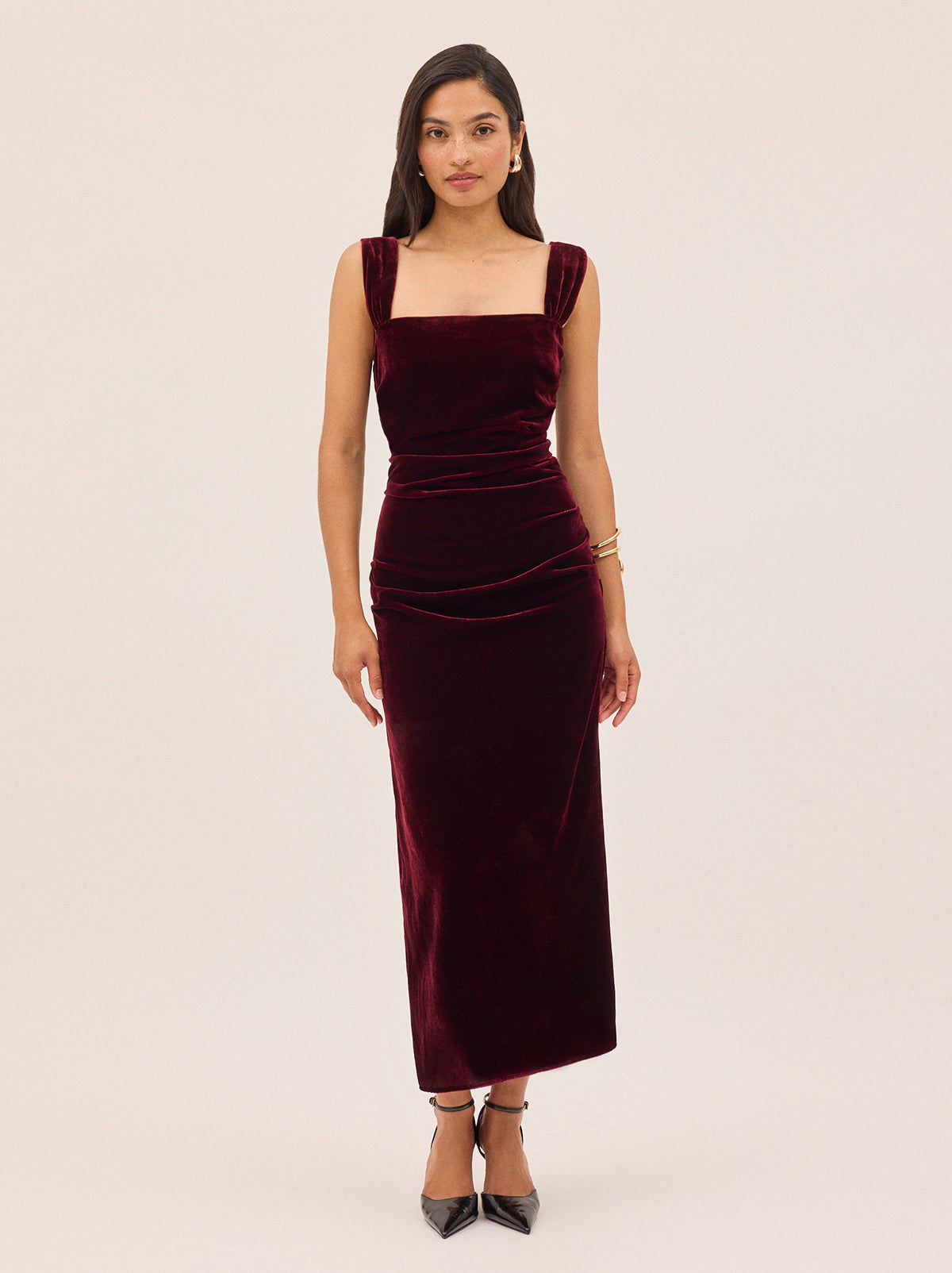 Rita Burgundy Velvet Dress