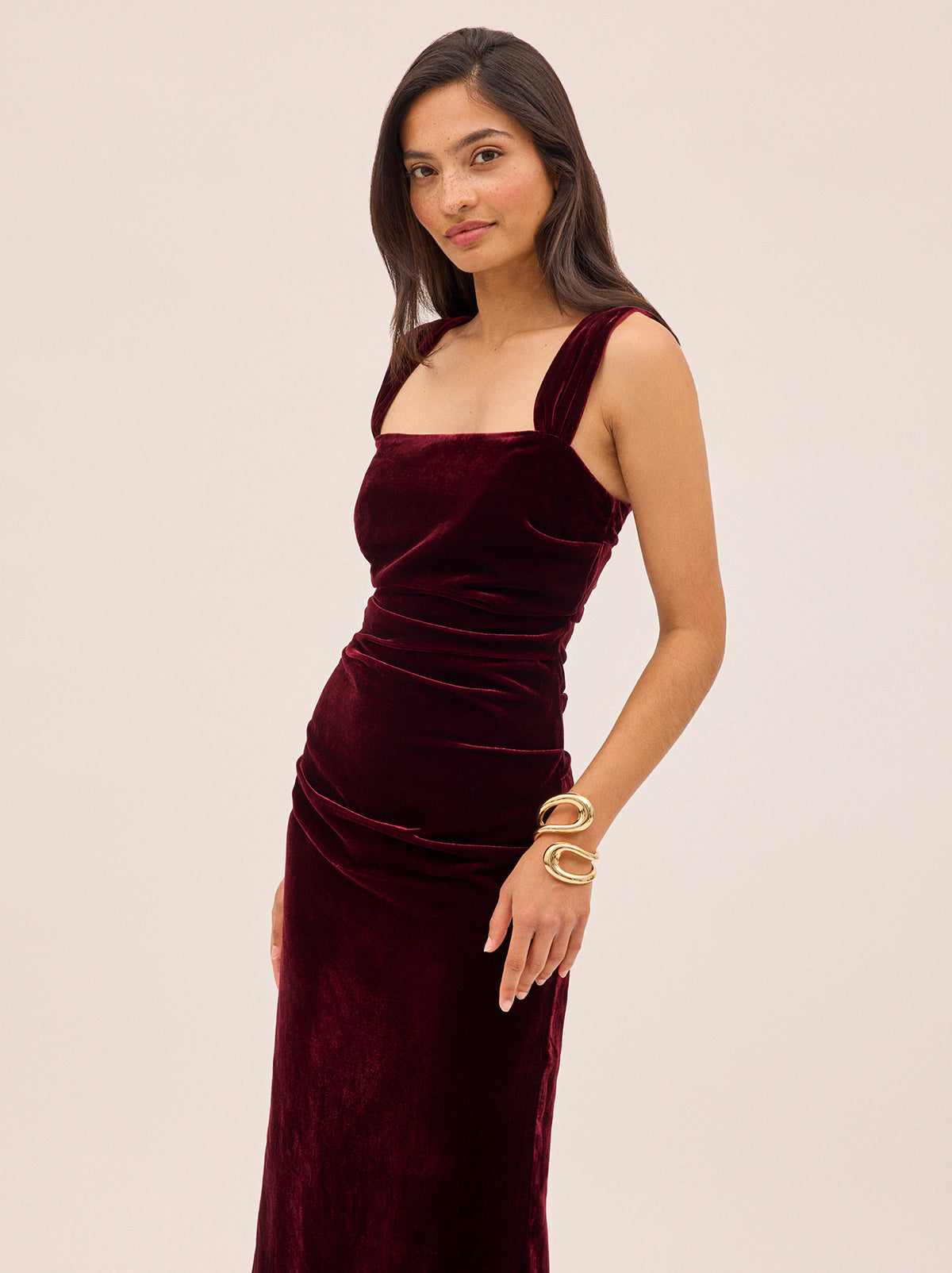 Rita Burgundy Velvet Dress