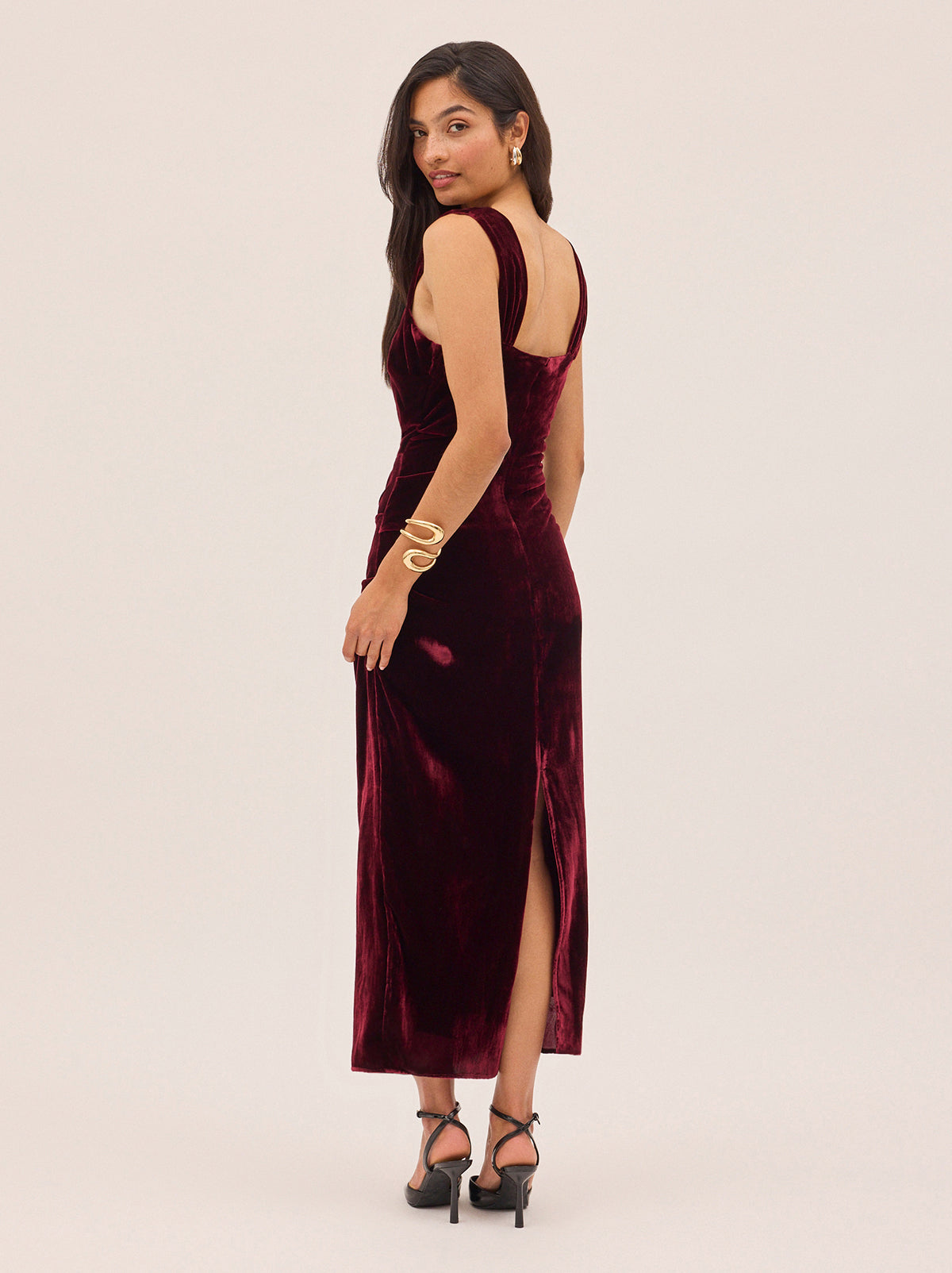 Rita Burgundy Velvet Dress
