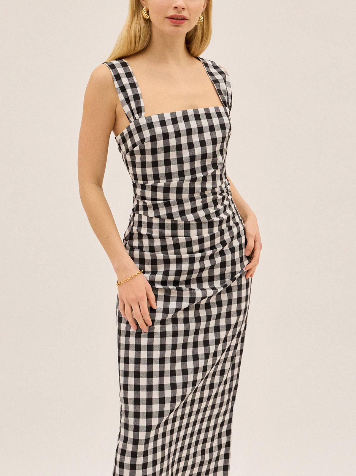 Rita Gingham Linen Blend Dress