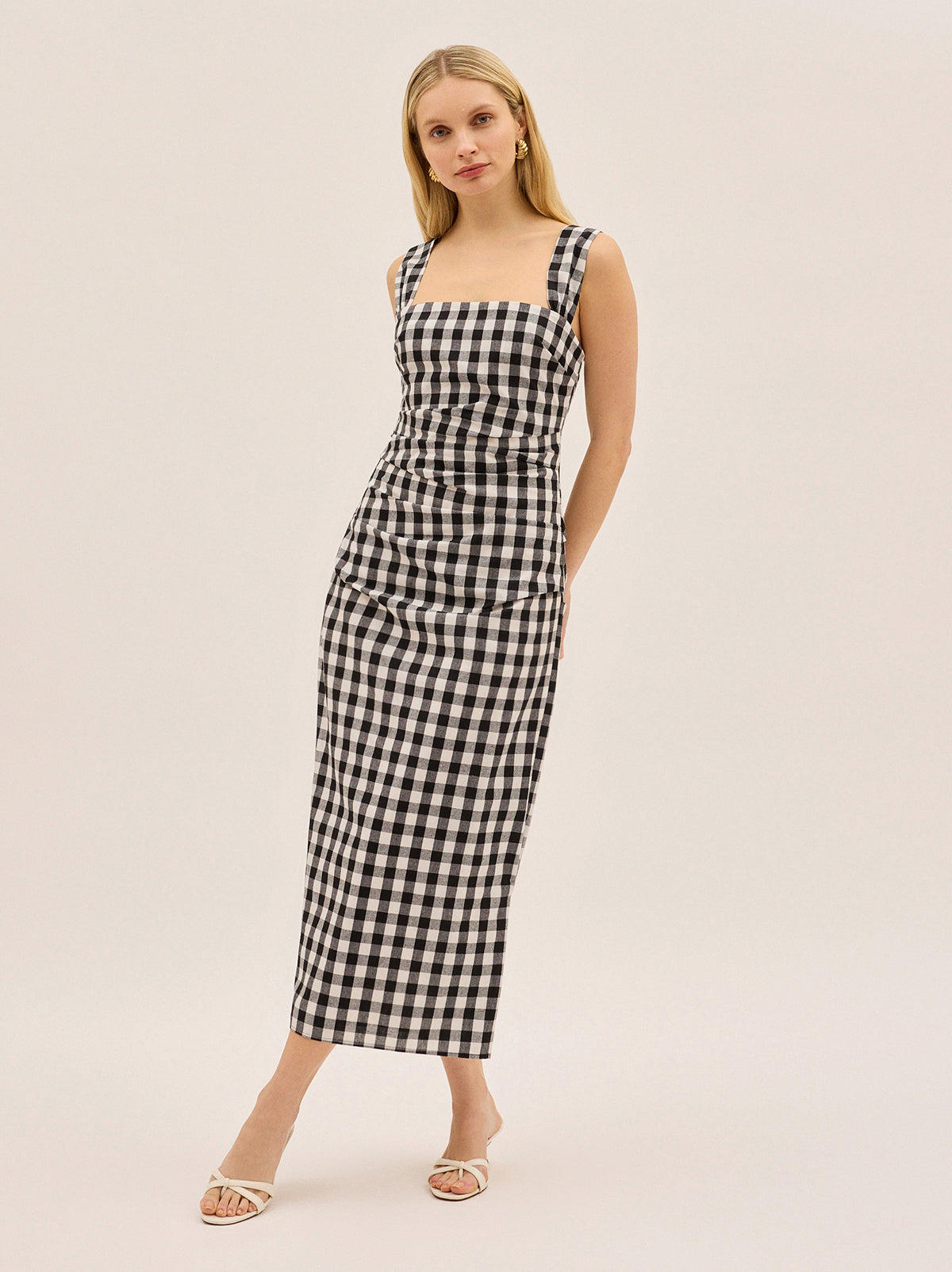 Rita Gingham Linen Blend Dress