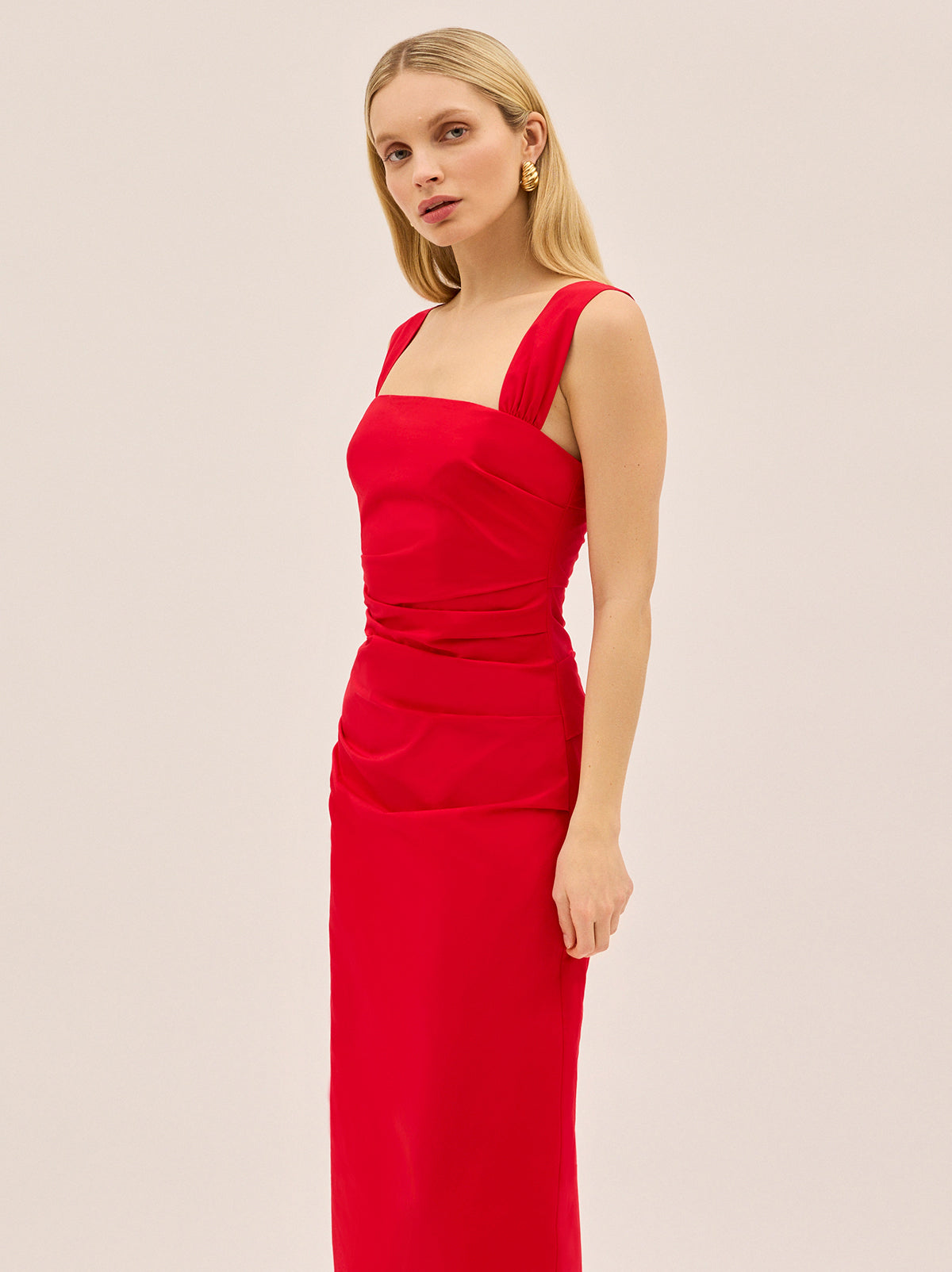 Rita Red Cotton Dress