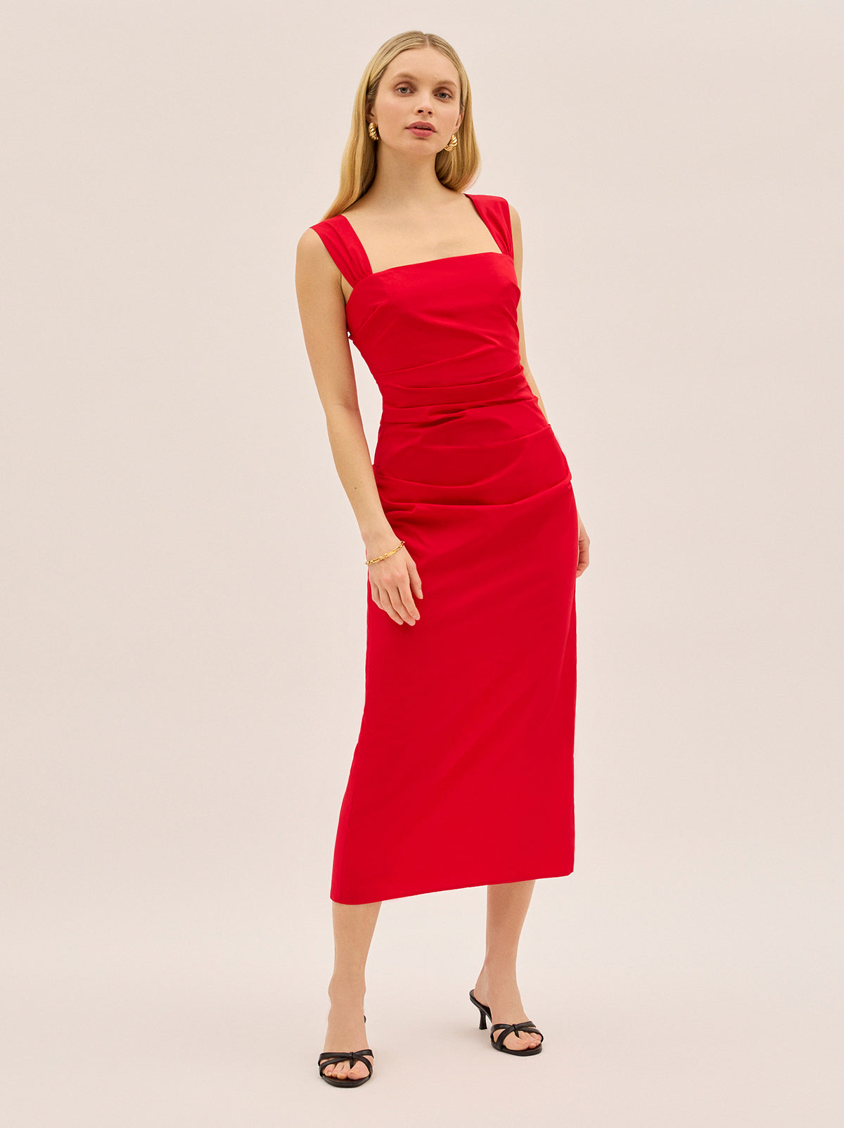 Rita Red Cotton Dress