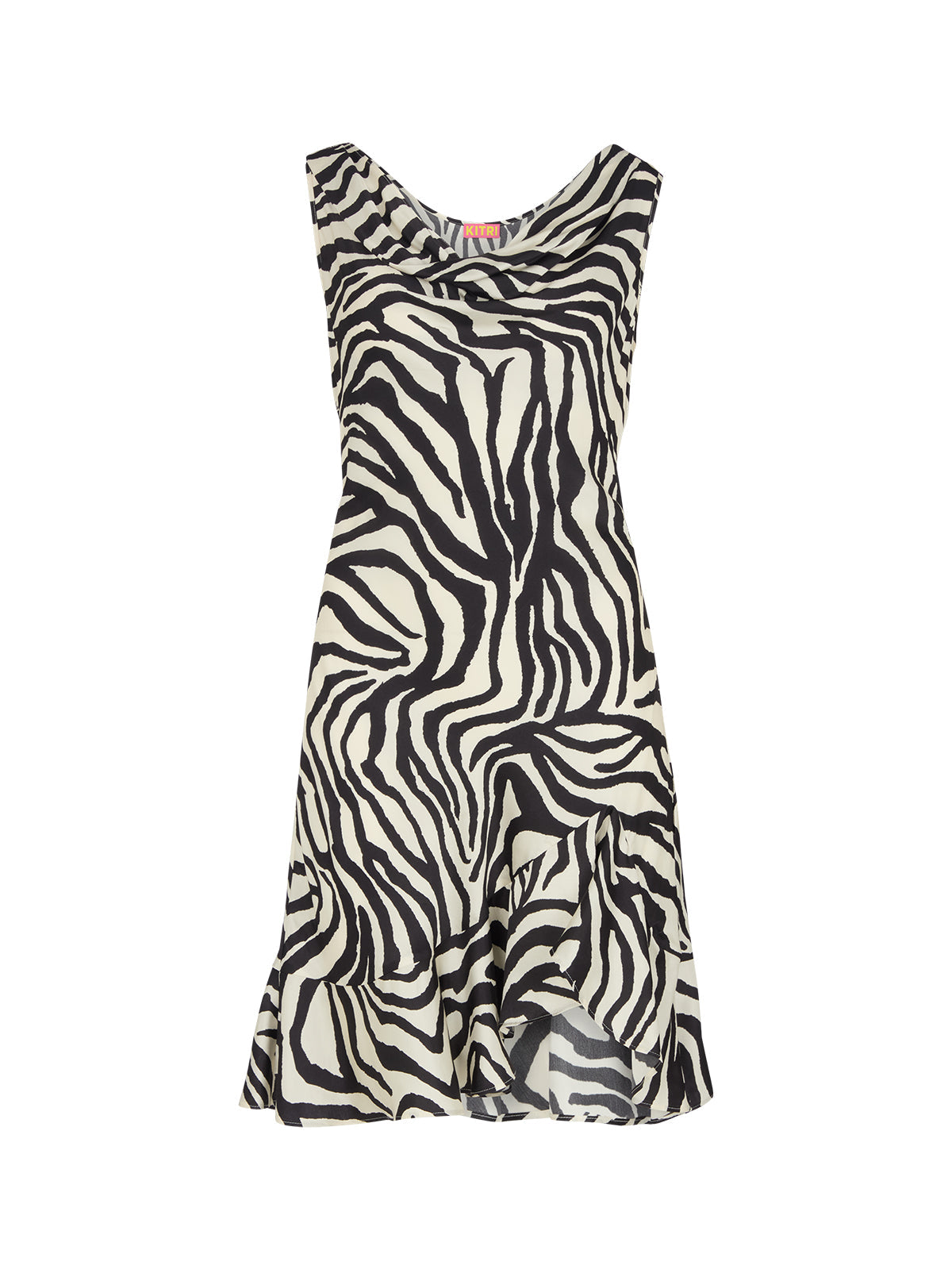 Roberta Zebra Print Satin Mini Dress
