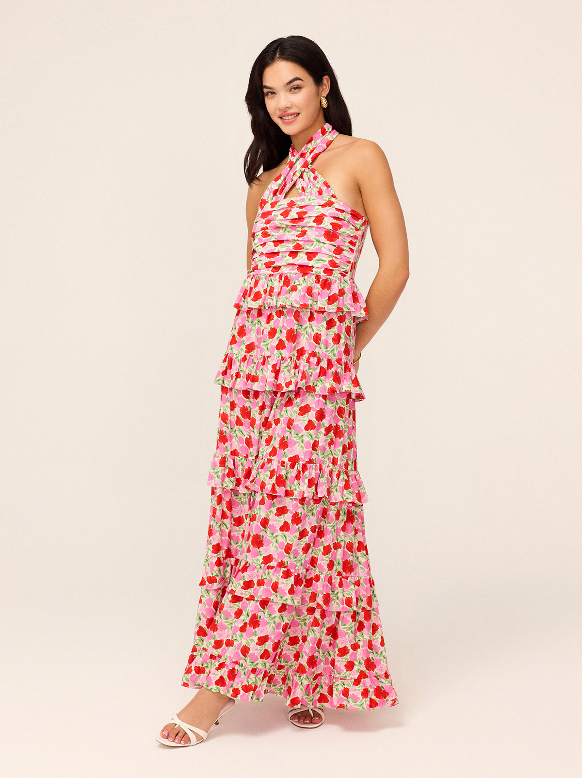 Romily Pink Floral Print Maxi Dress