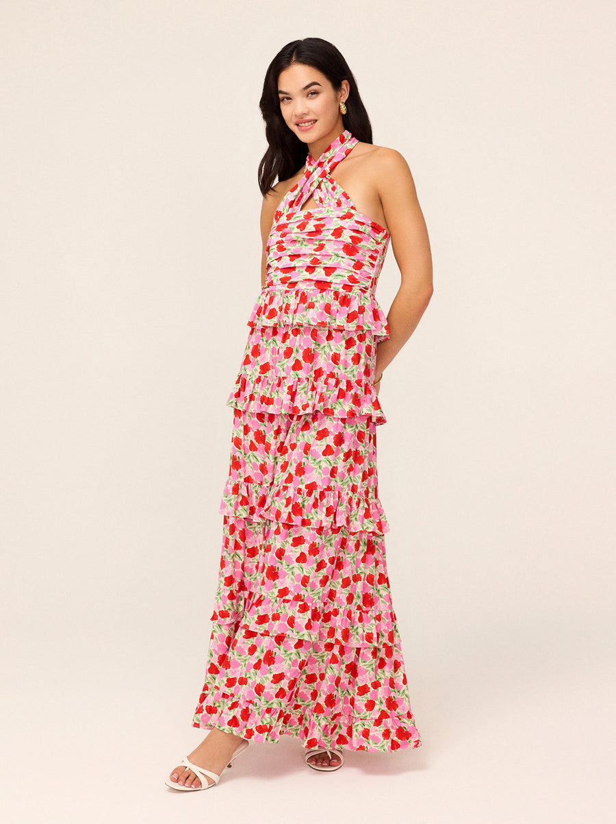 Romily Pink Floral Print Maxi Dress