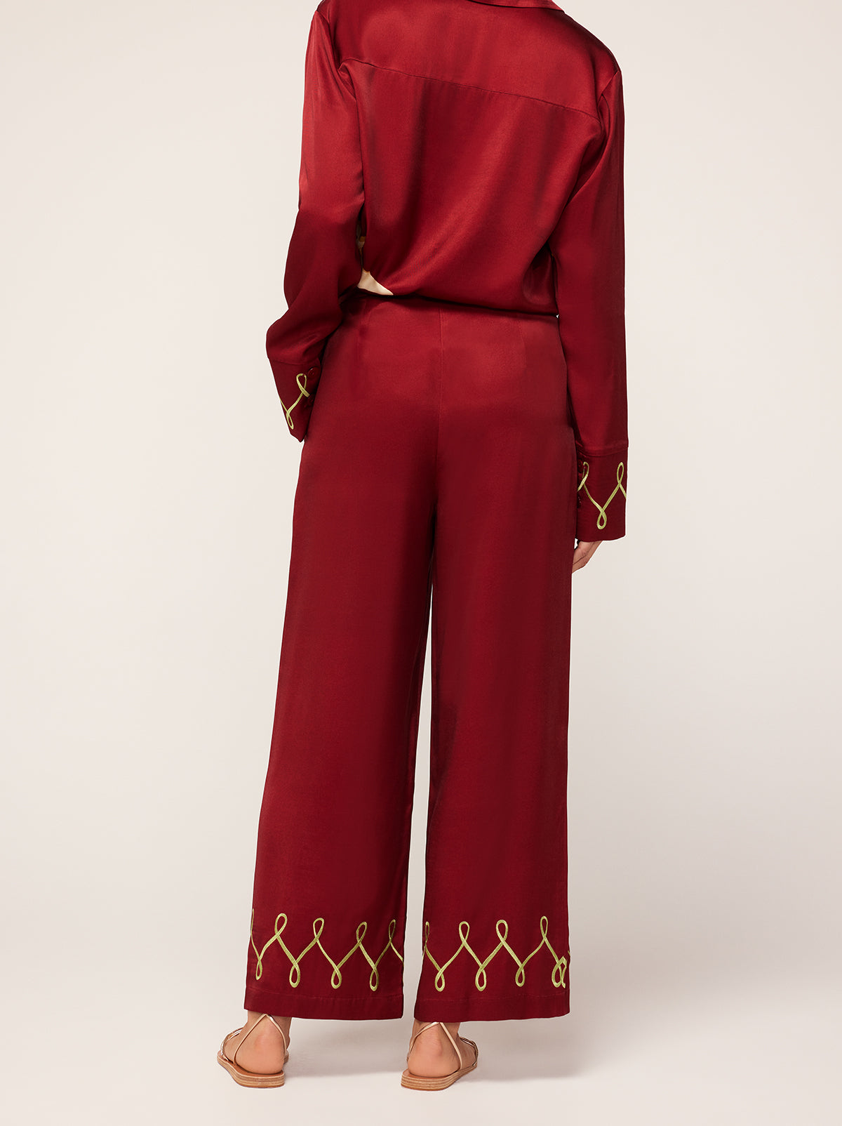 Romina Merlot Cygnus and Lyra Embroidered Trousers