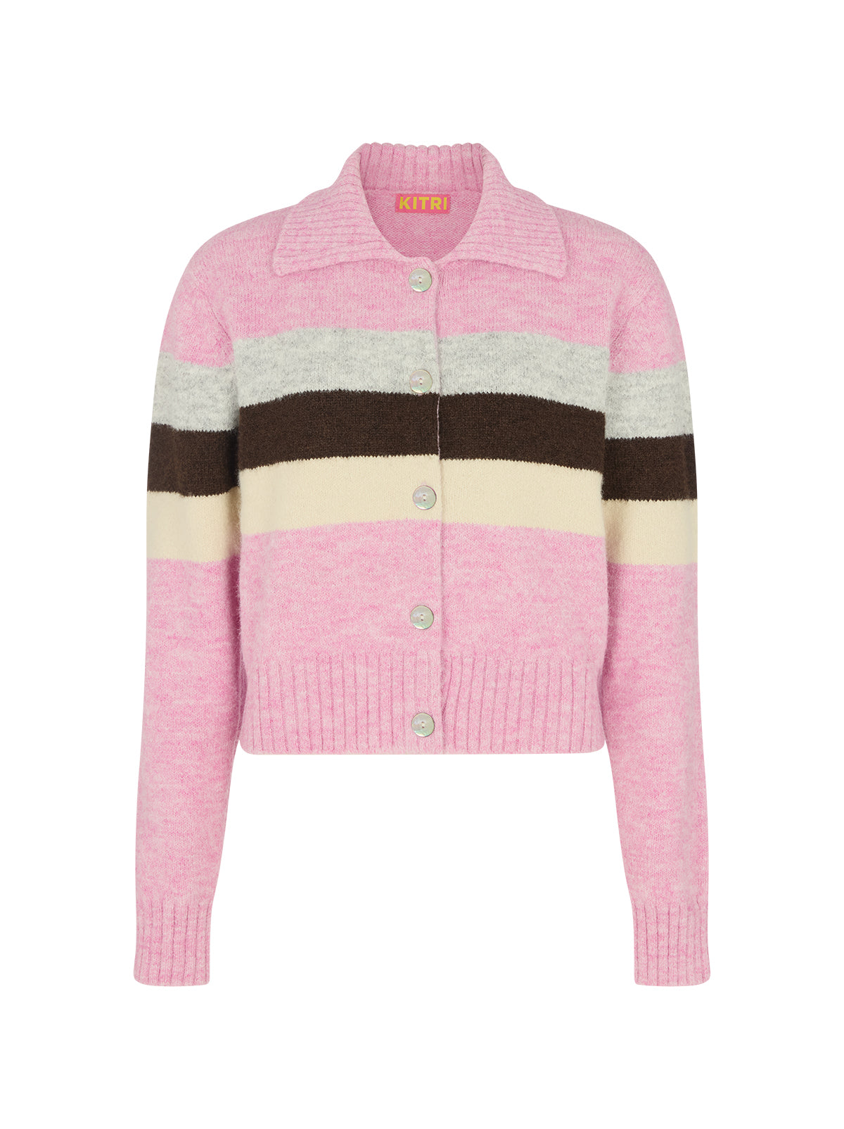 Romy Pink Neapolitan Stripe Knit Cardigan