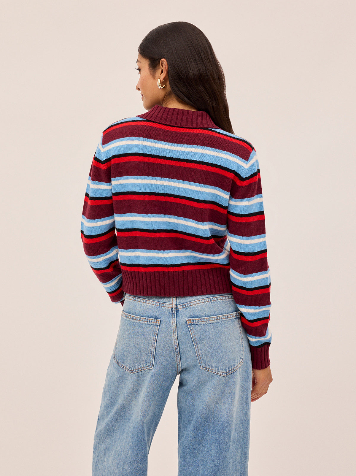 Romy Wool-Blend Striped Collared Cardigan