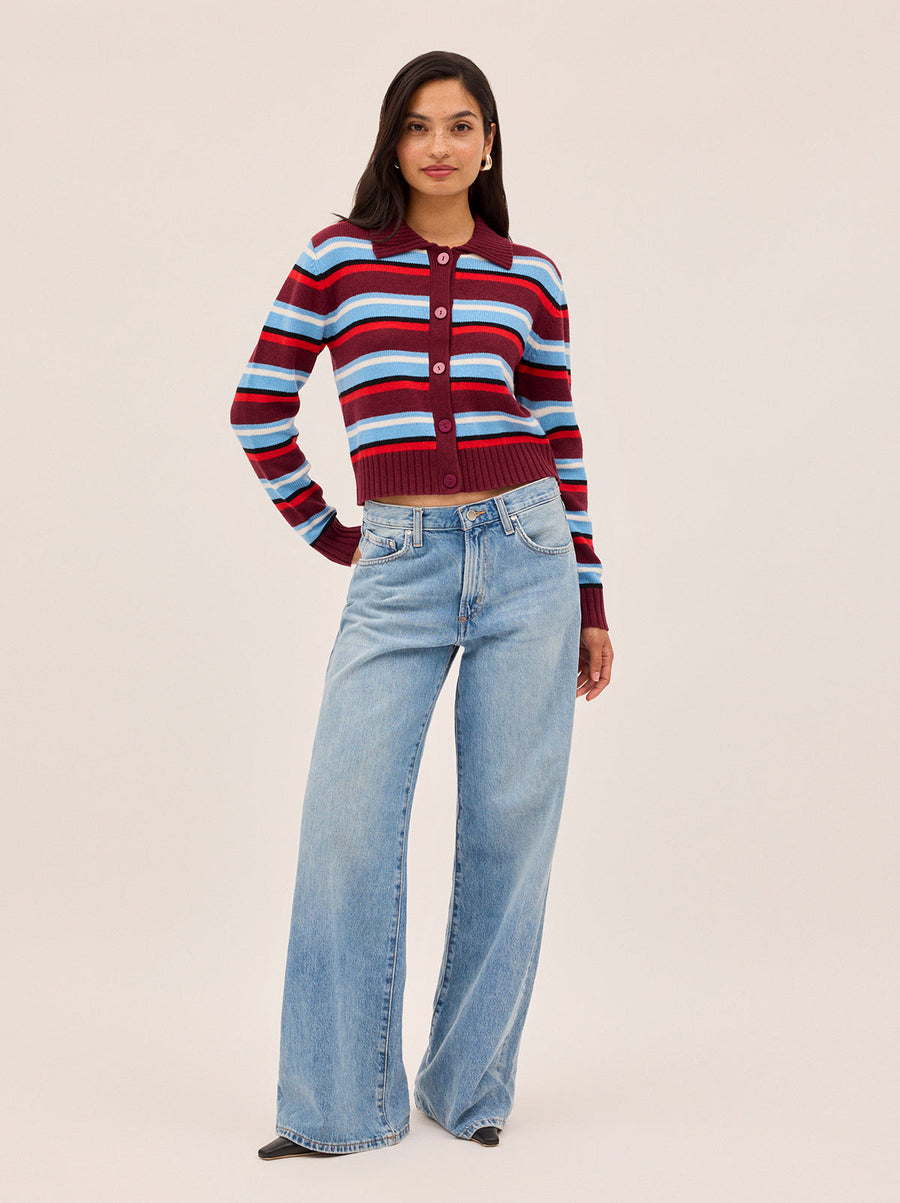 Romy Wool-Blend Striped Collared Cardigan