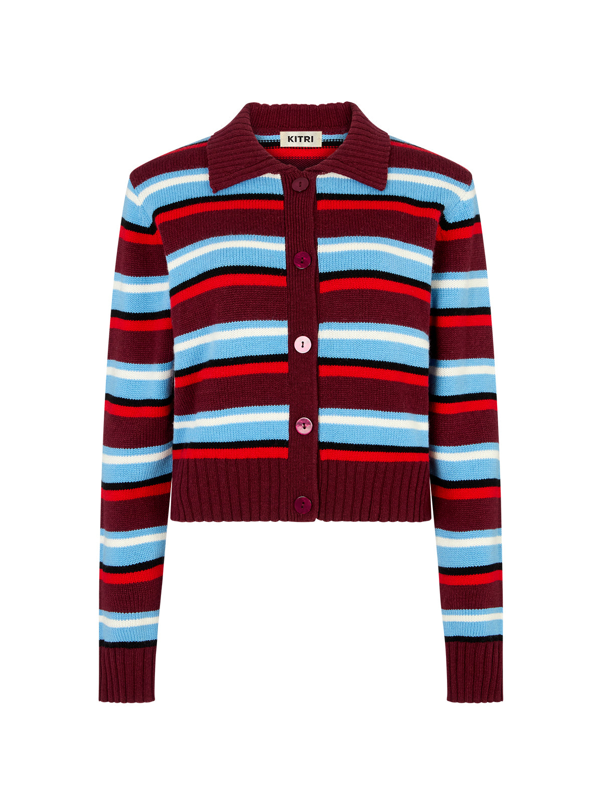 Romy Wool-Blend Striped Collared Cardigan