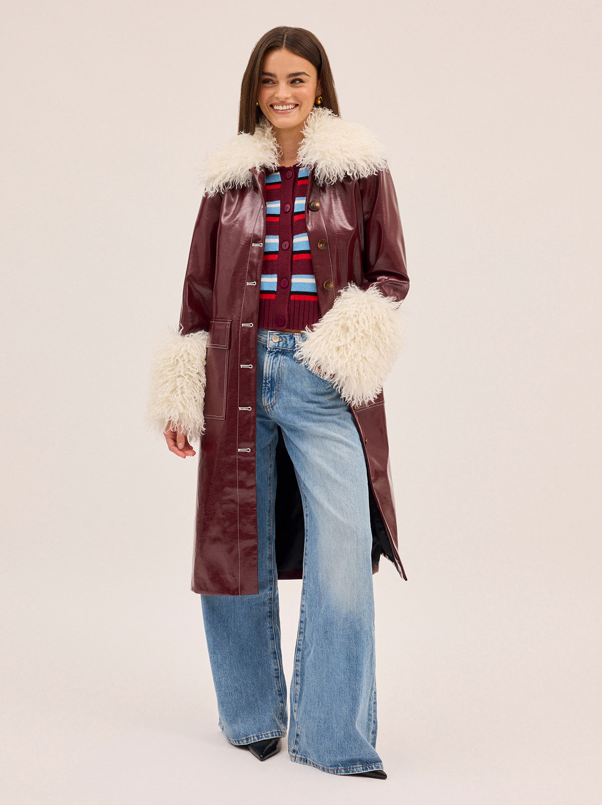 Romy Wool-Blend Striped Collared Cardigan