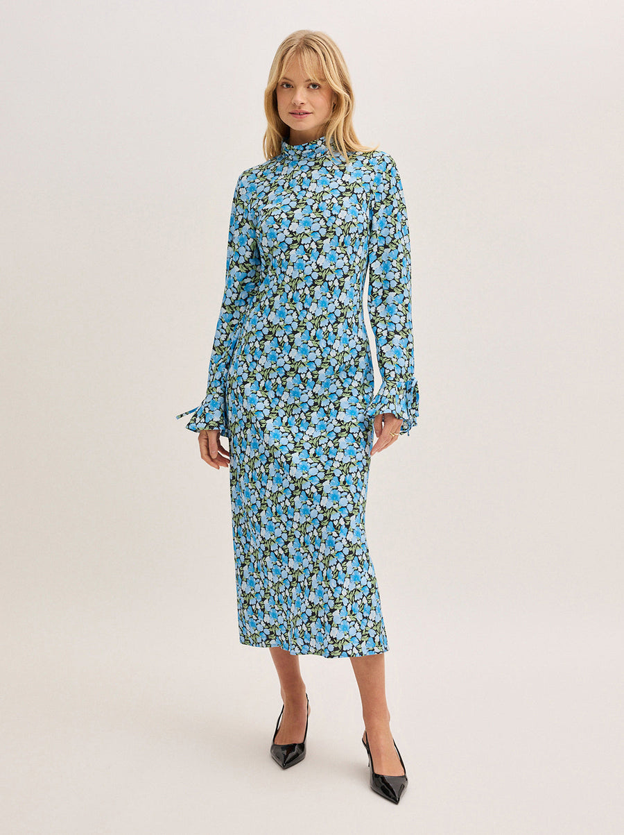 Rory Blue Floral Print Midi Dress