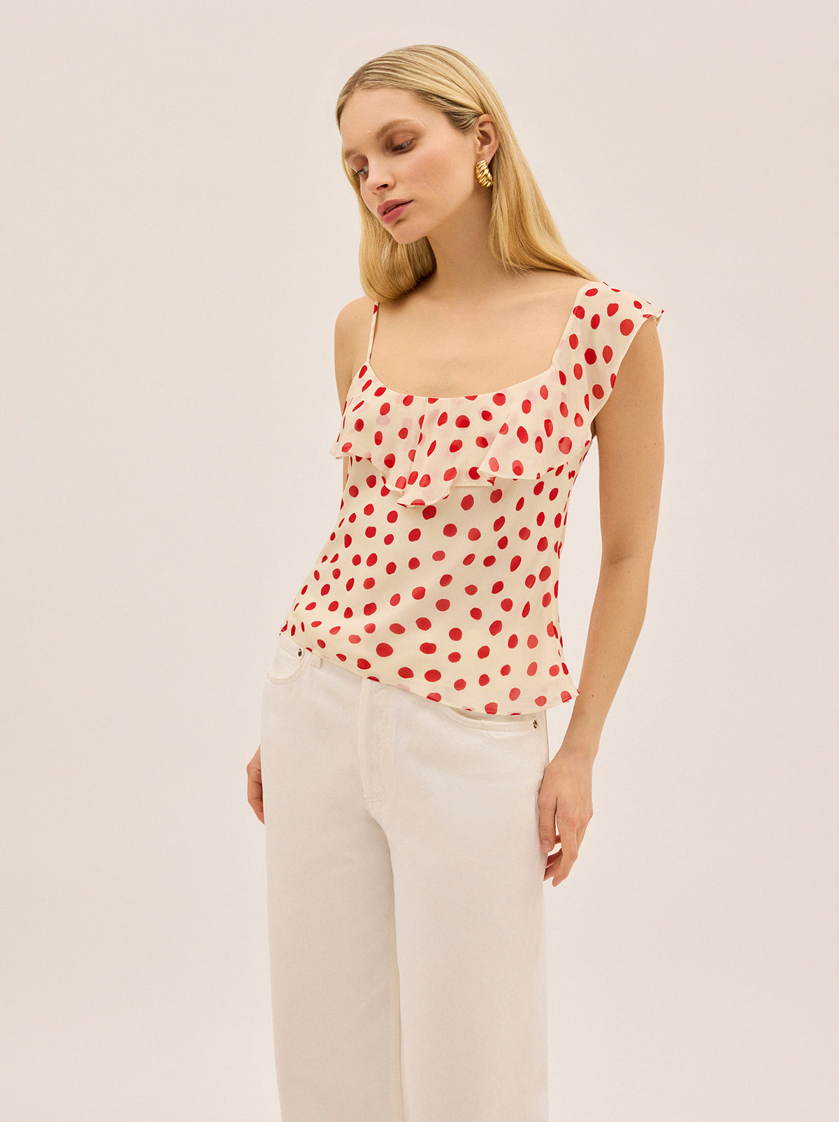 Rosaline Red Polka Dot Top