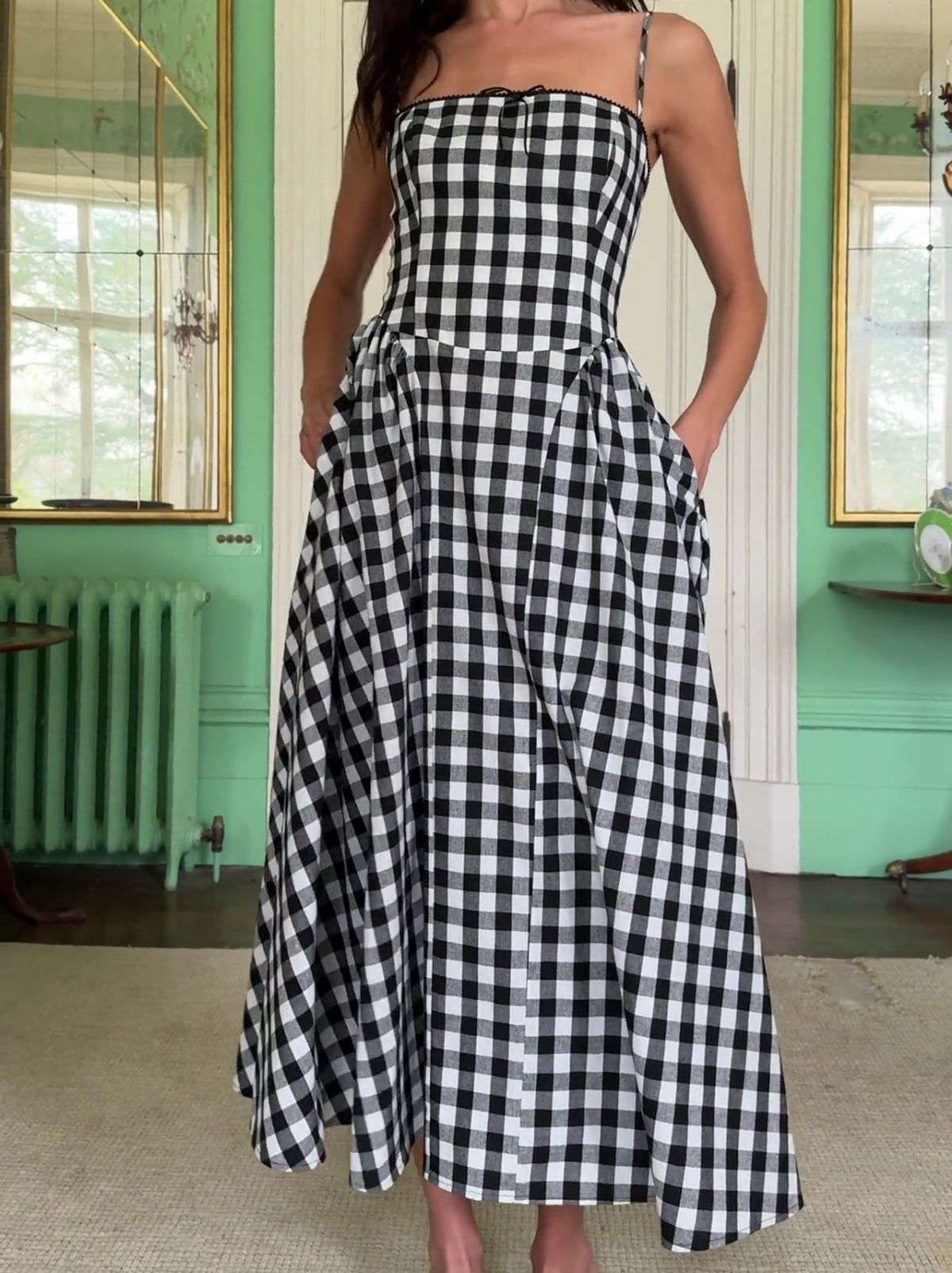 Sabrina Gingham Linen Blend Dress