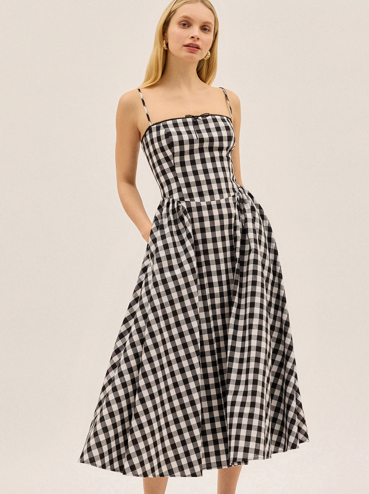 Sabrina Gingham Linen Blend Dress