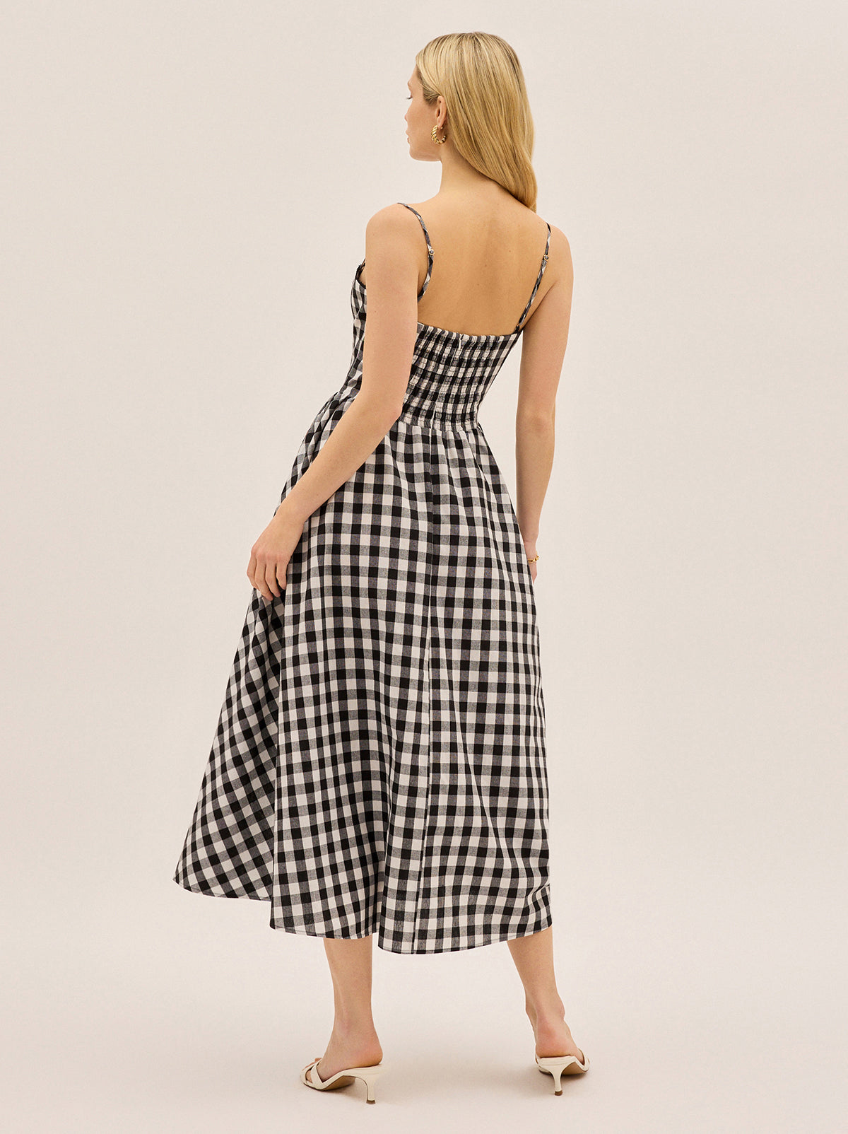 Sabrina Gingham Linen Blend Dress