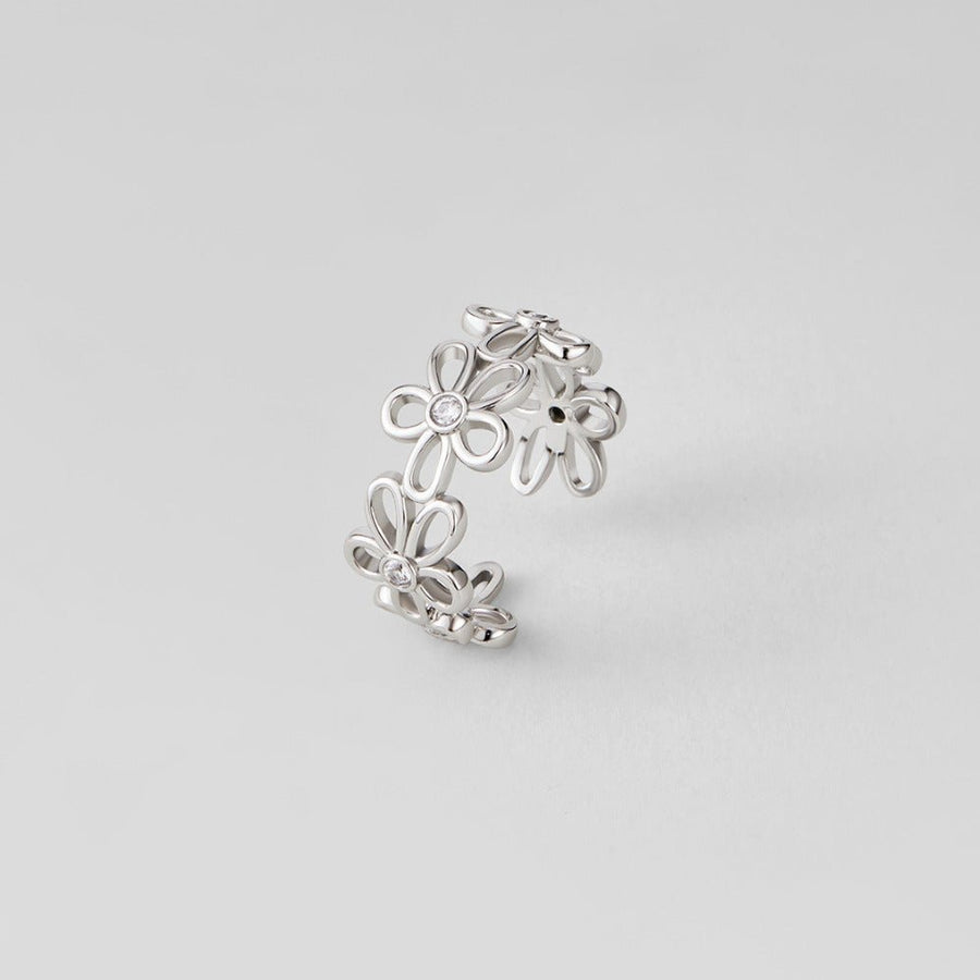 Silver Wildflower Infinity Ring