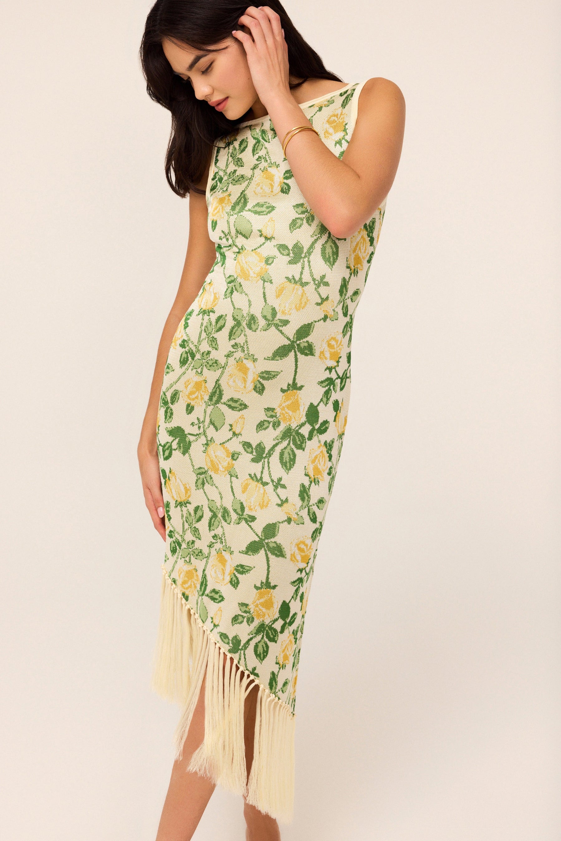Tabara Yellow Rose Knit Dress
