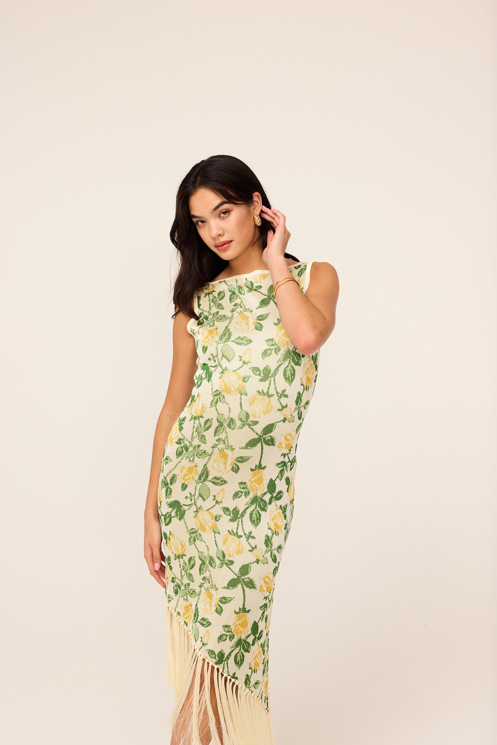 Tabara Yellow Rose Knit Dress