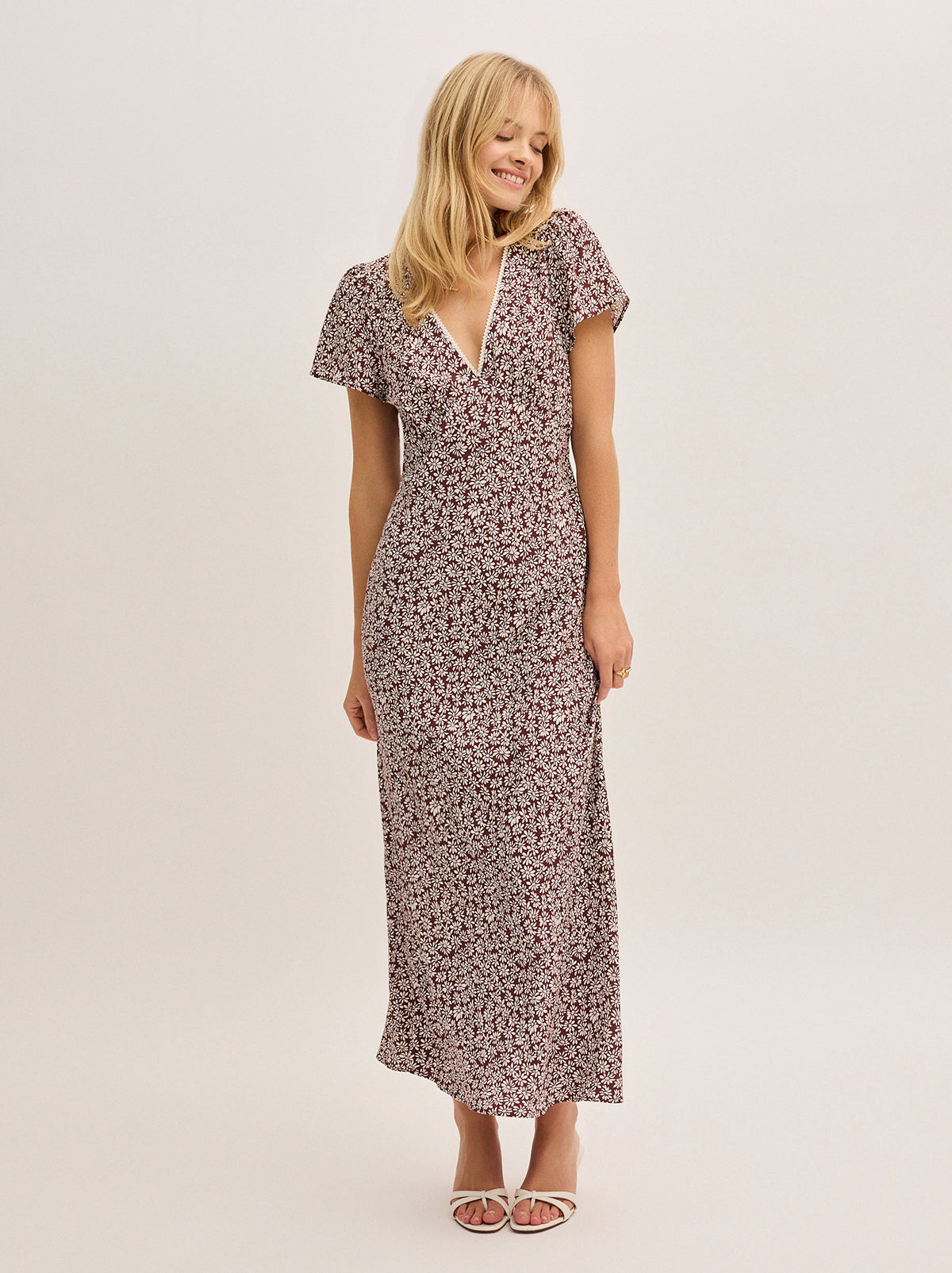 Talia Aubergine Daisy Print Dress