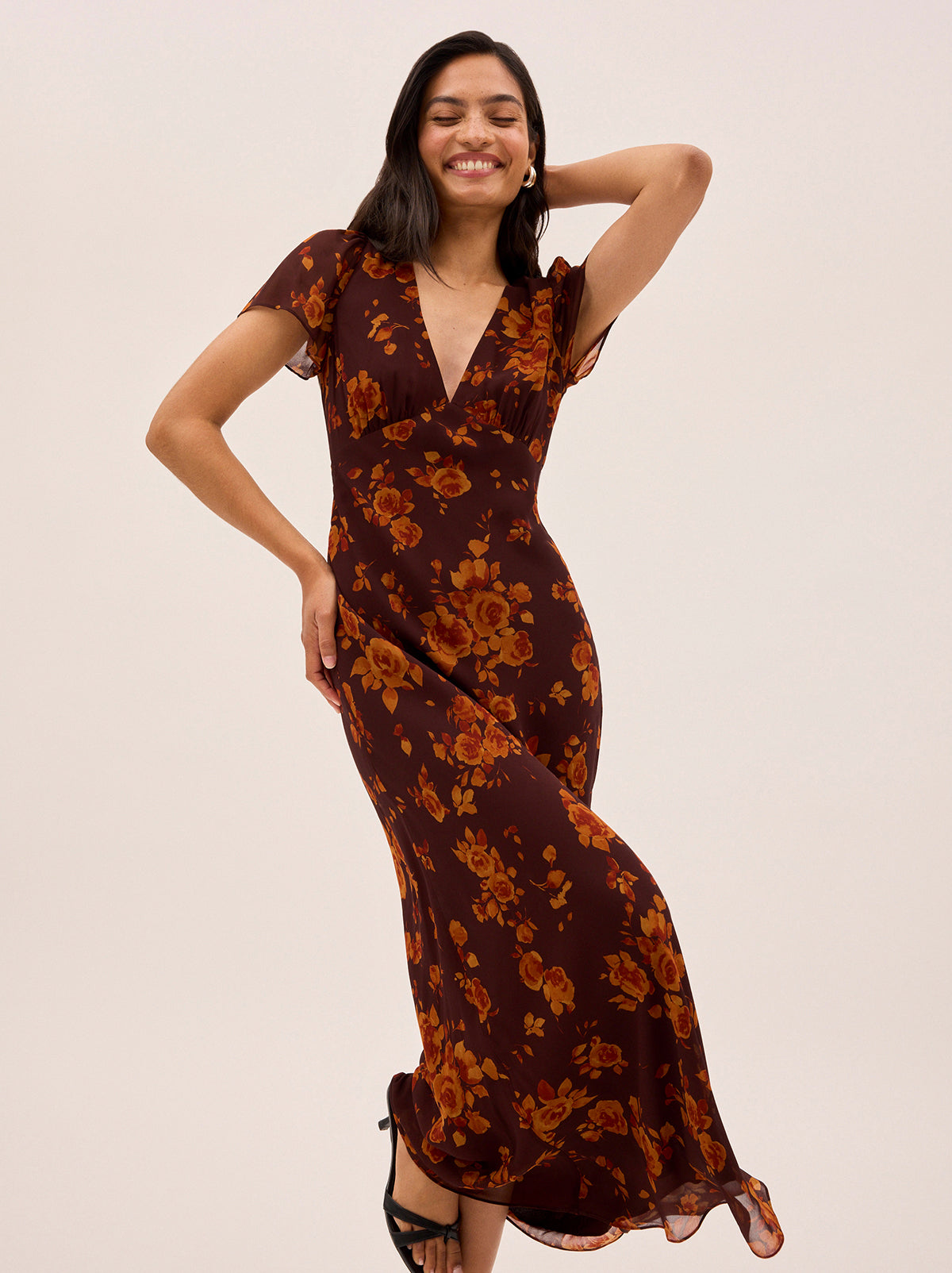 Talia Autumn Rose Print Dress