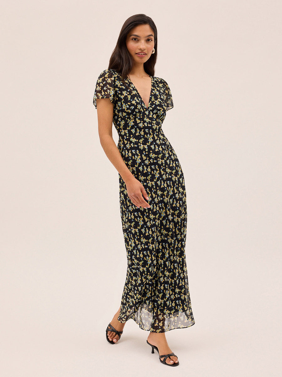 Talia Black Cherry Print Dress