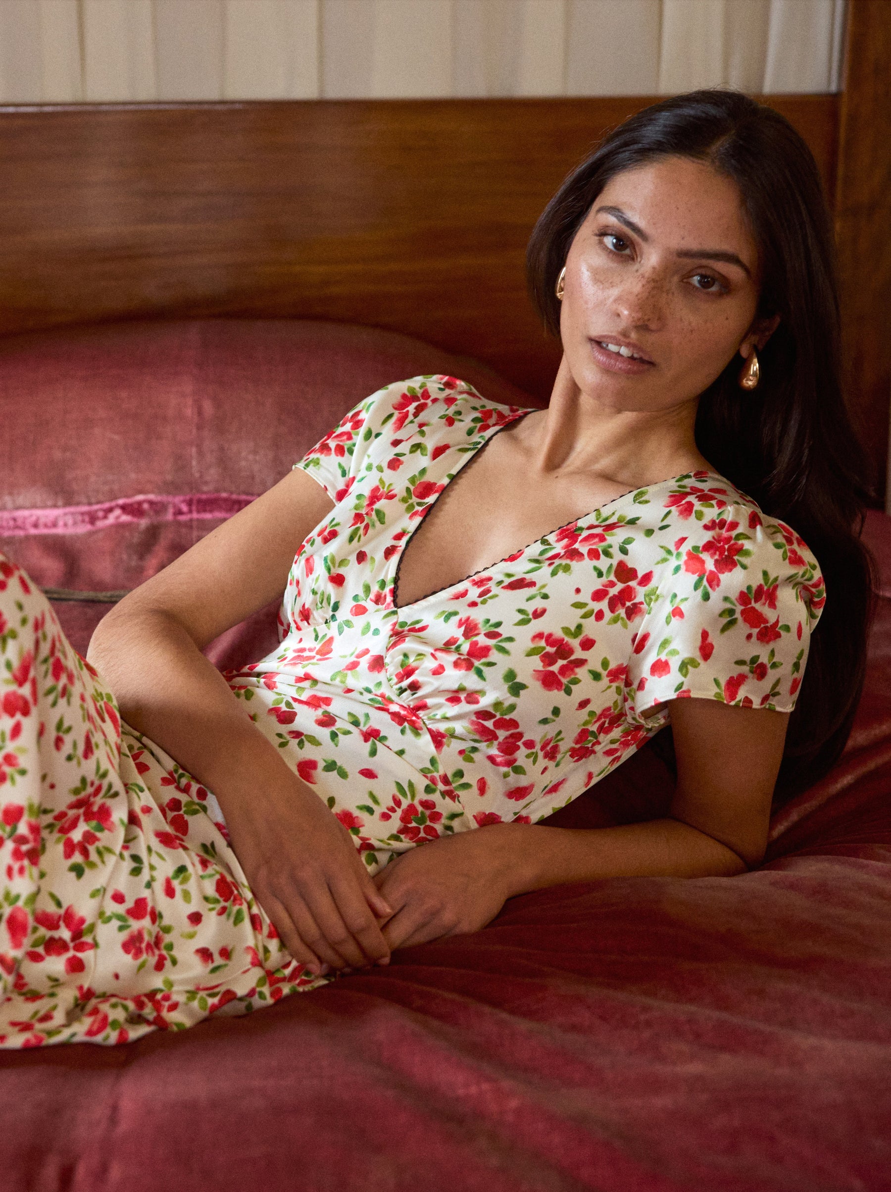 Talia Red Petal Print Dress