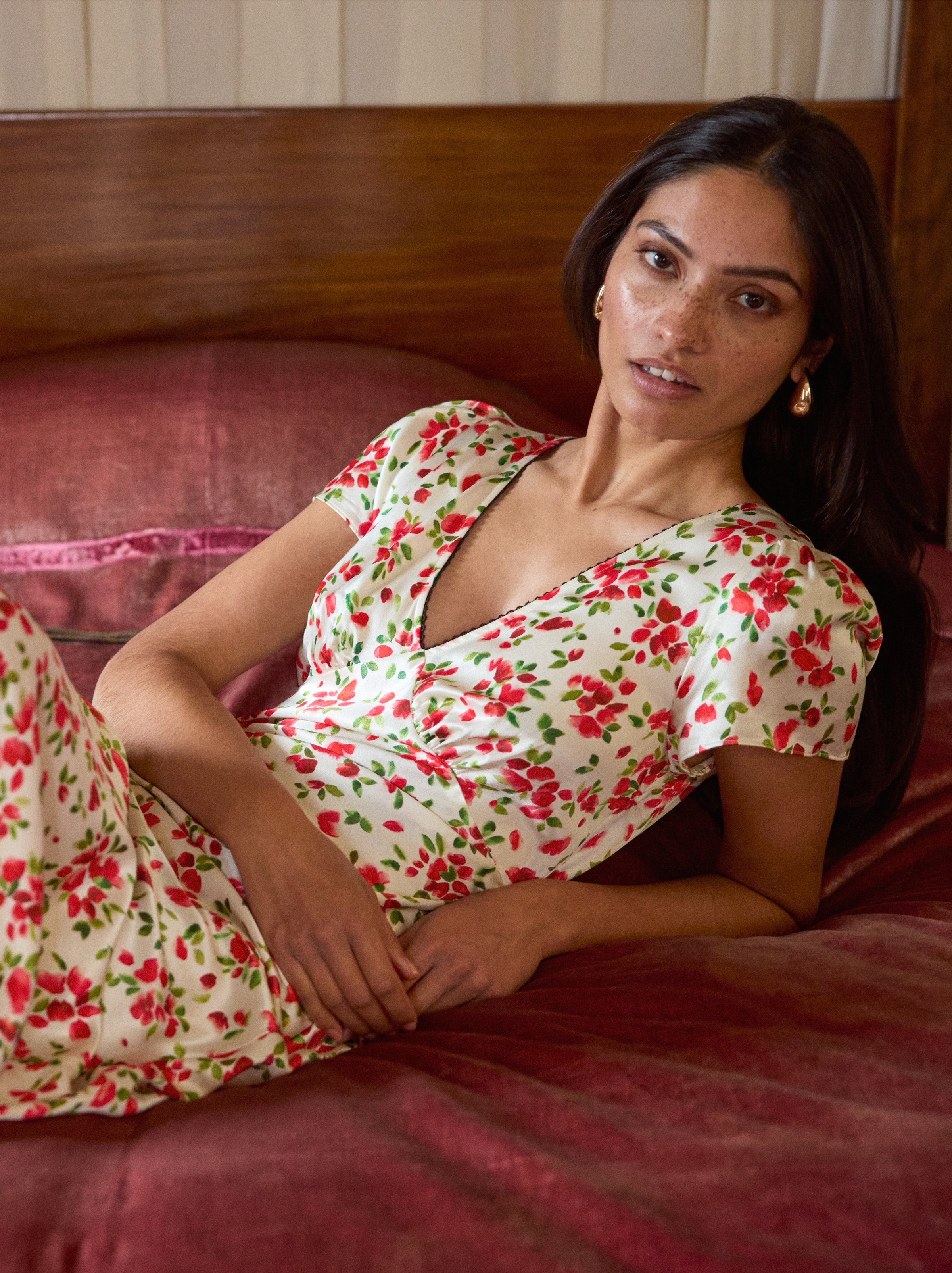 Talia Red Petal Print Dress
