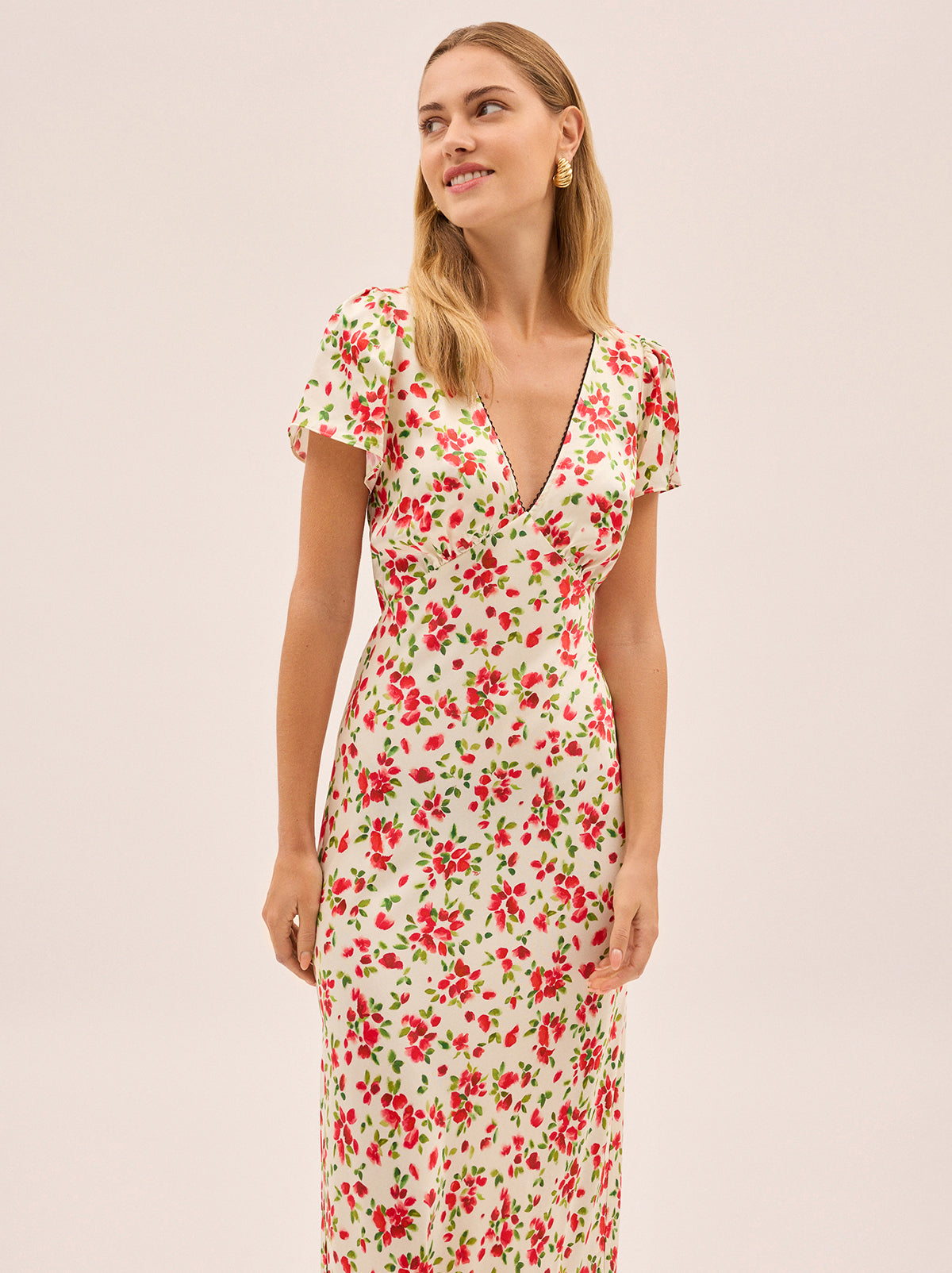 Talia Red Petal Print Dress