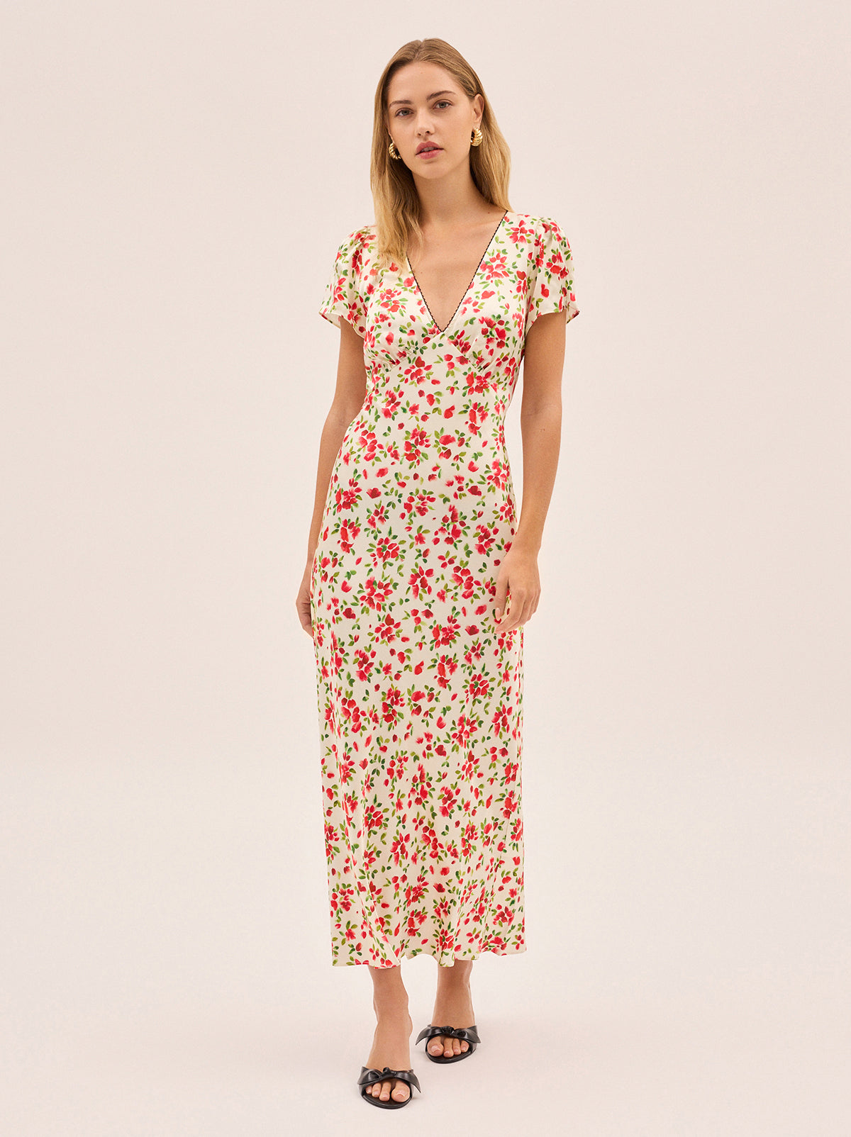 Talia Red Petal Print Dress