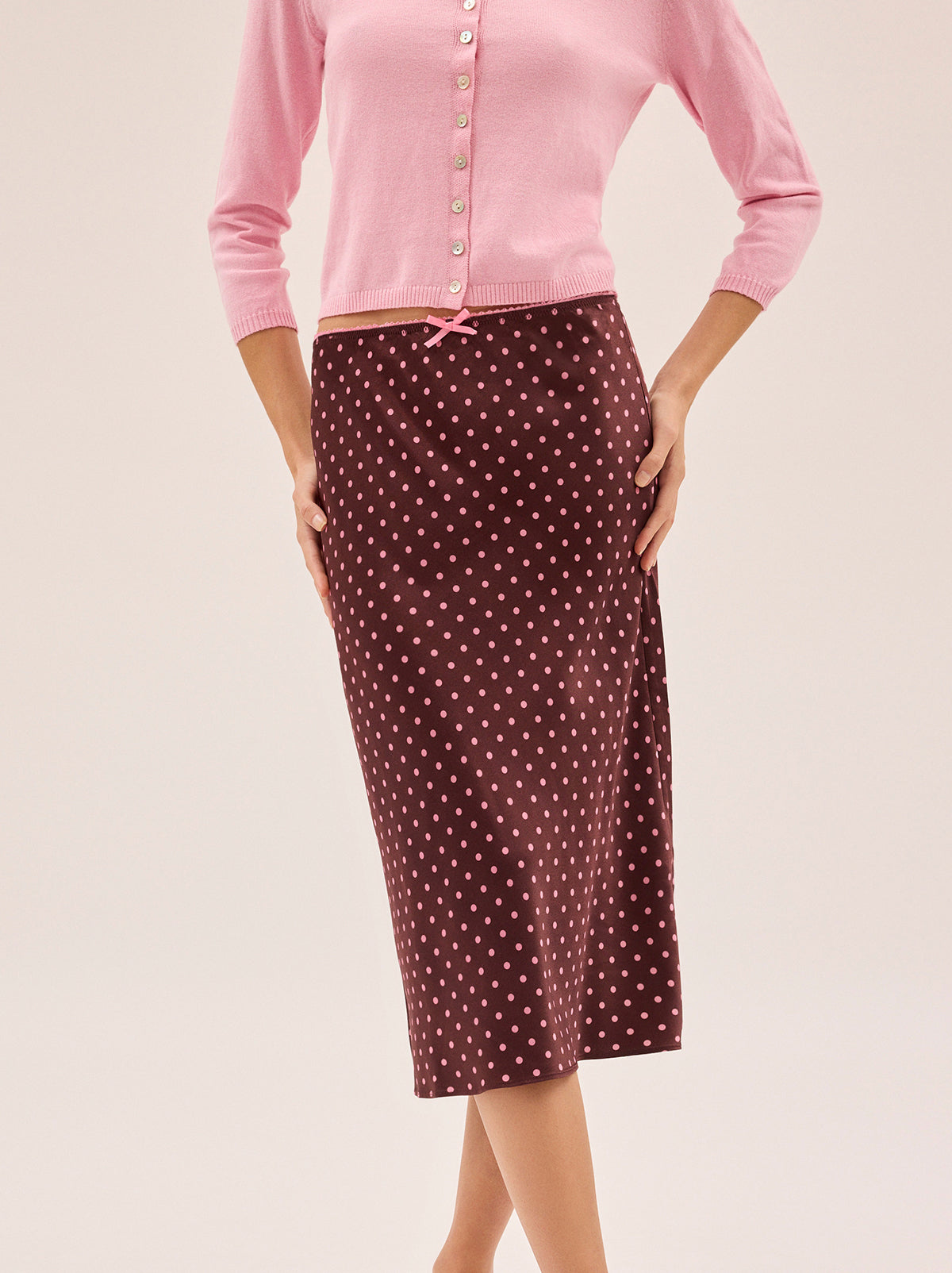 Tansy Brown Pin Dot Print Skirt