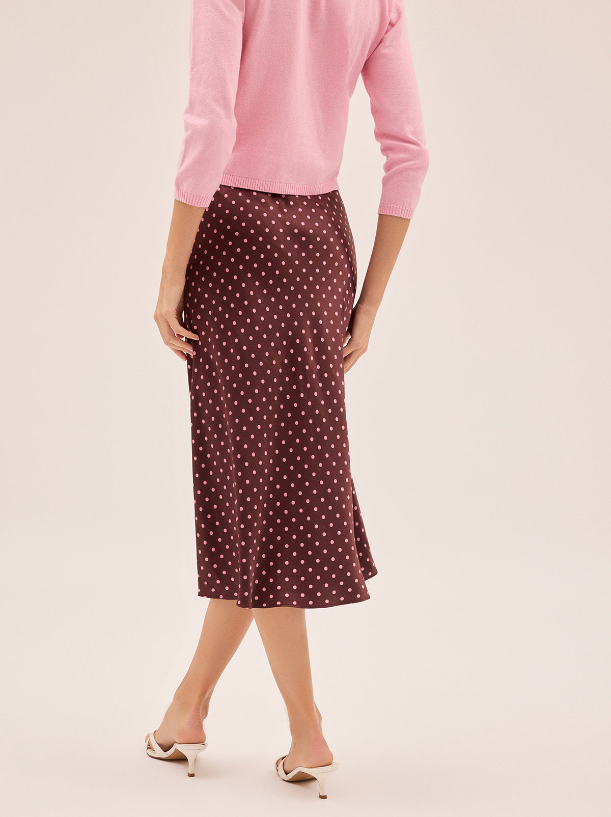 Tansy Brown Pin Dot Print Skirt