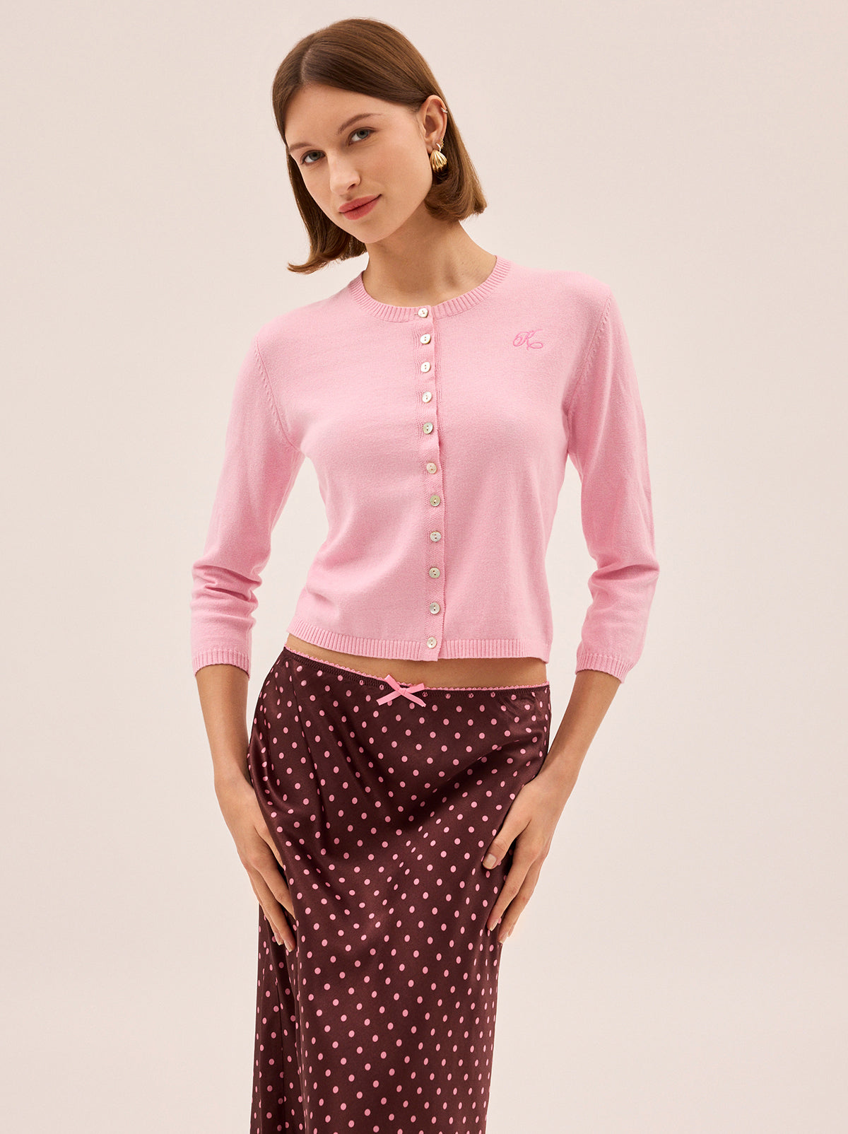 Uma Pink Knit Cardigan