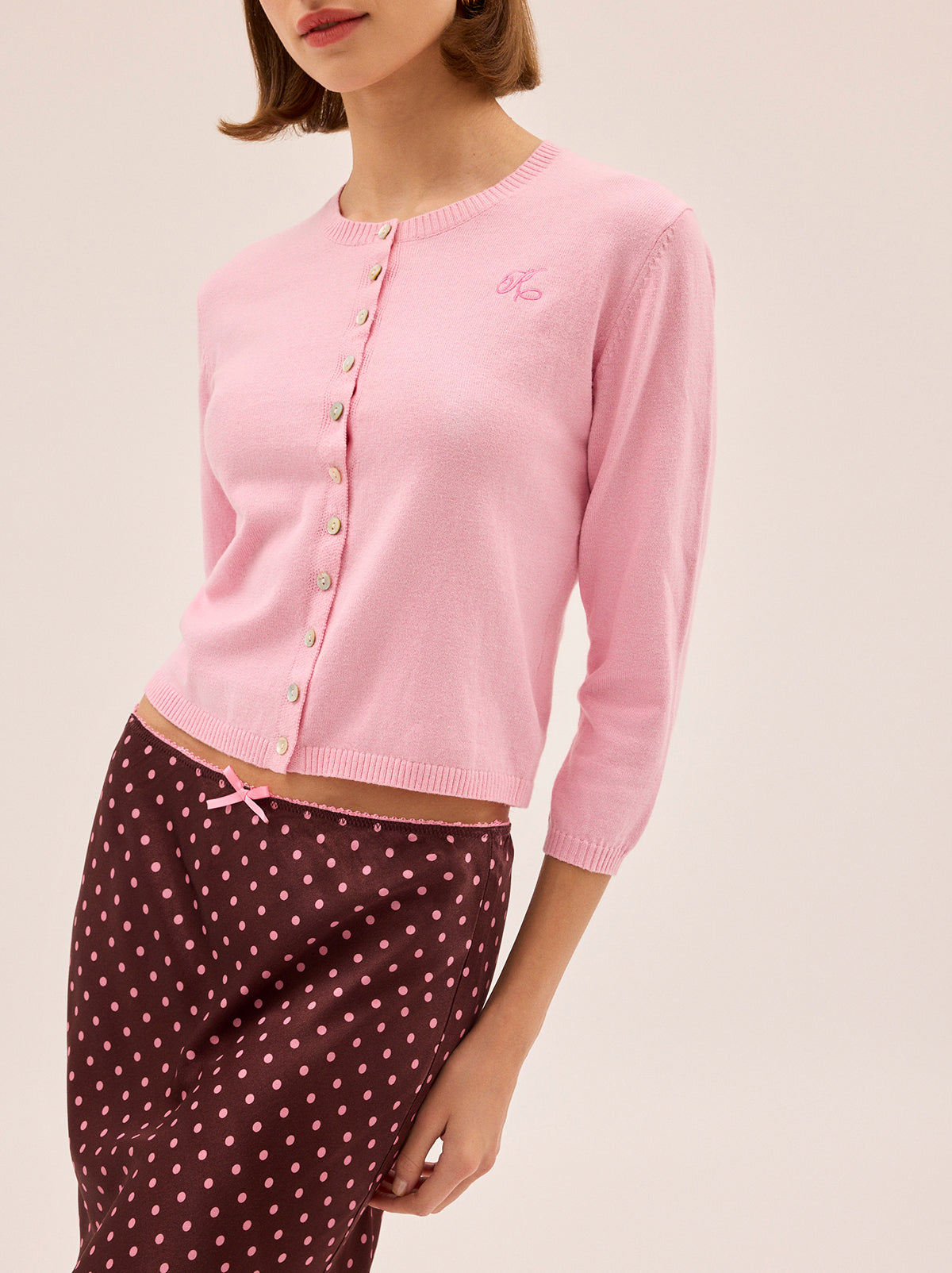 Uma Pink Knit Cardigan