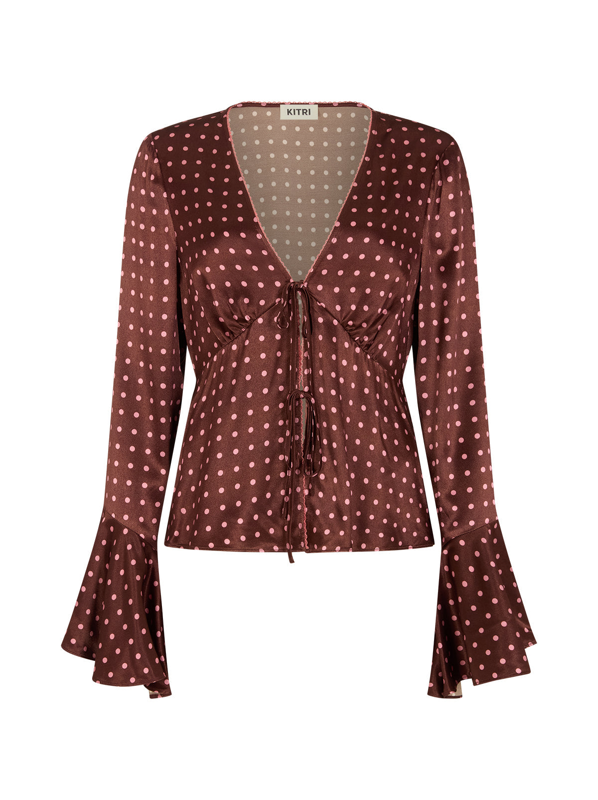 Ursula Brown Pin Dot Print Top