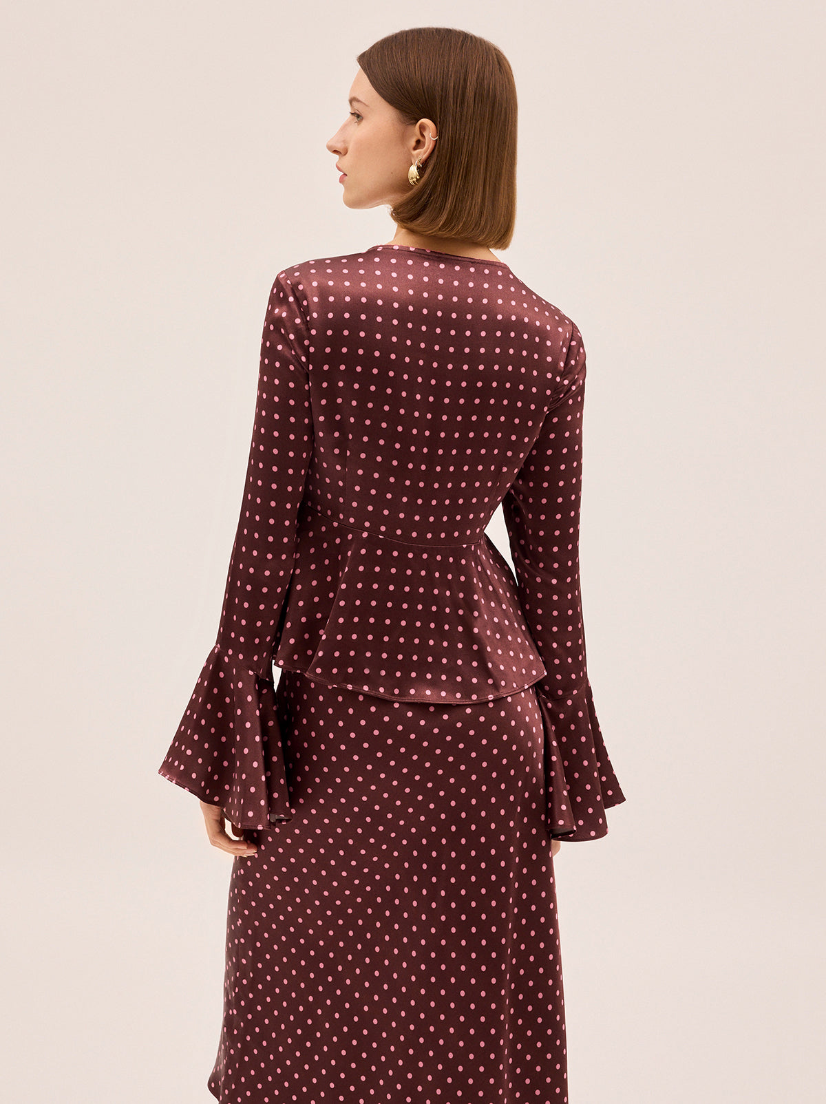 Ursula Brown Pin Dot Print Top