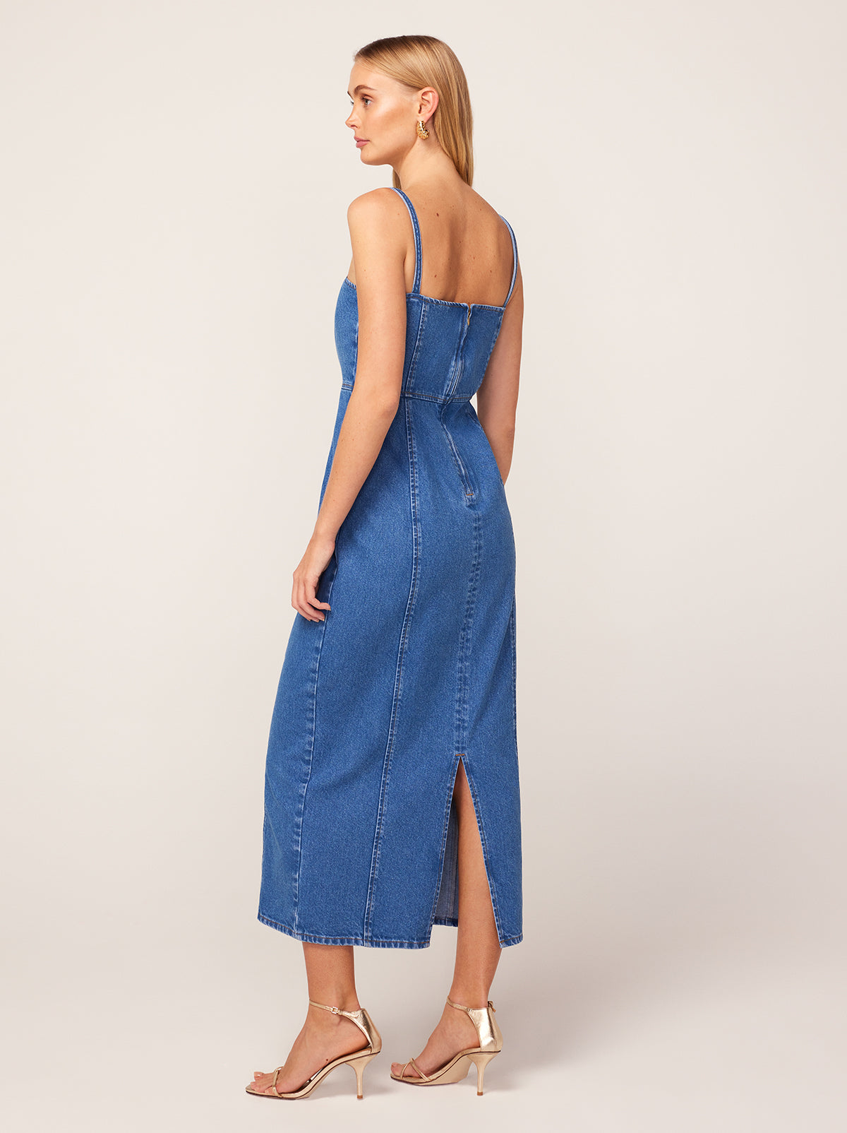 Ursula Embroidered Denim Midi Dress