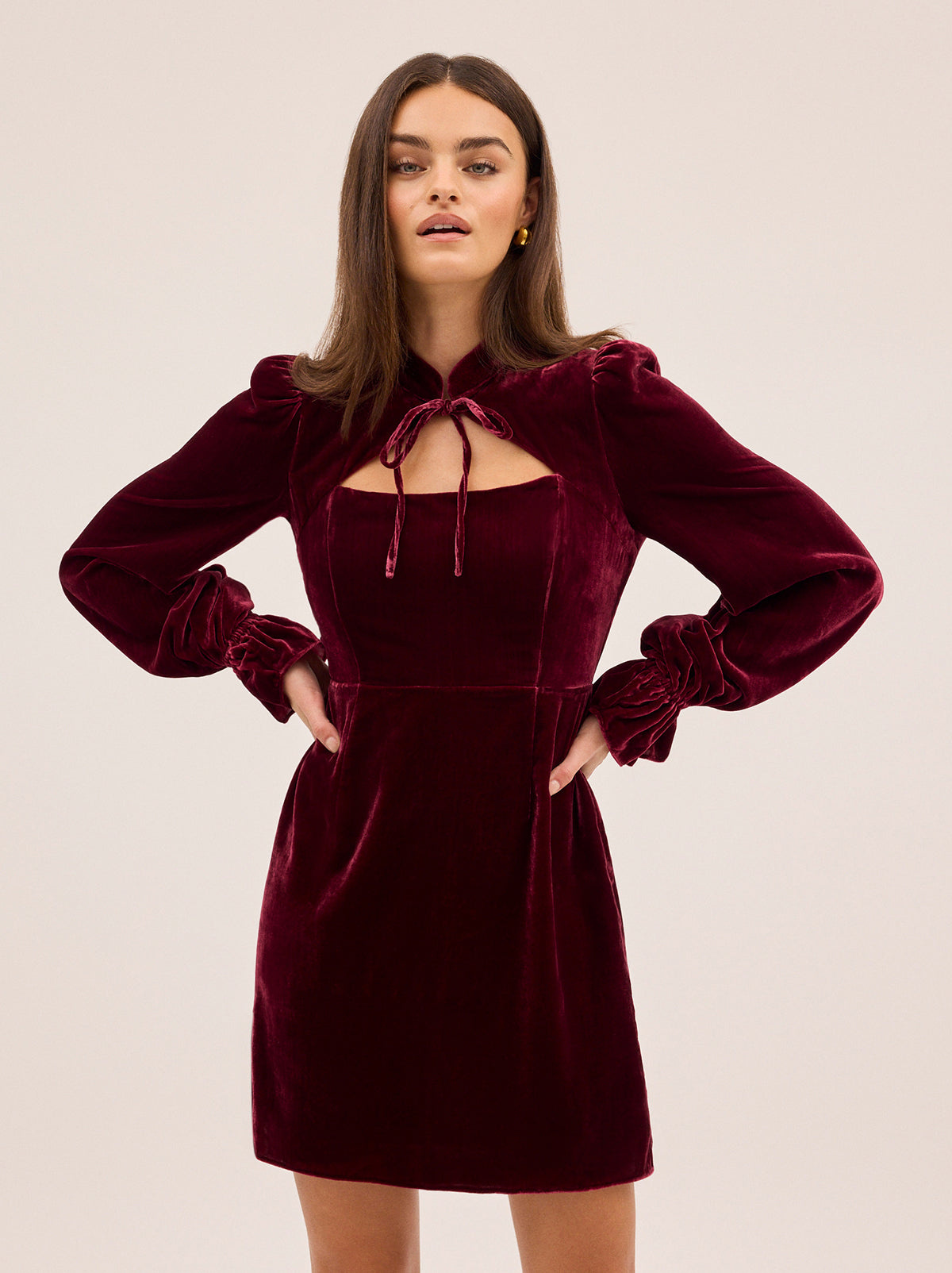 Valentina Burgundy Velvet Mini Dress