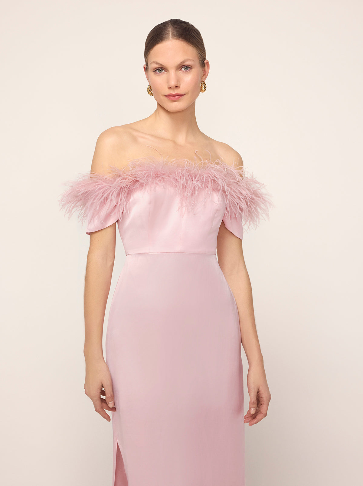 Vivien Pink Feather Midi Dress