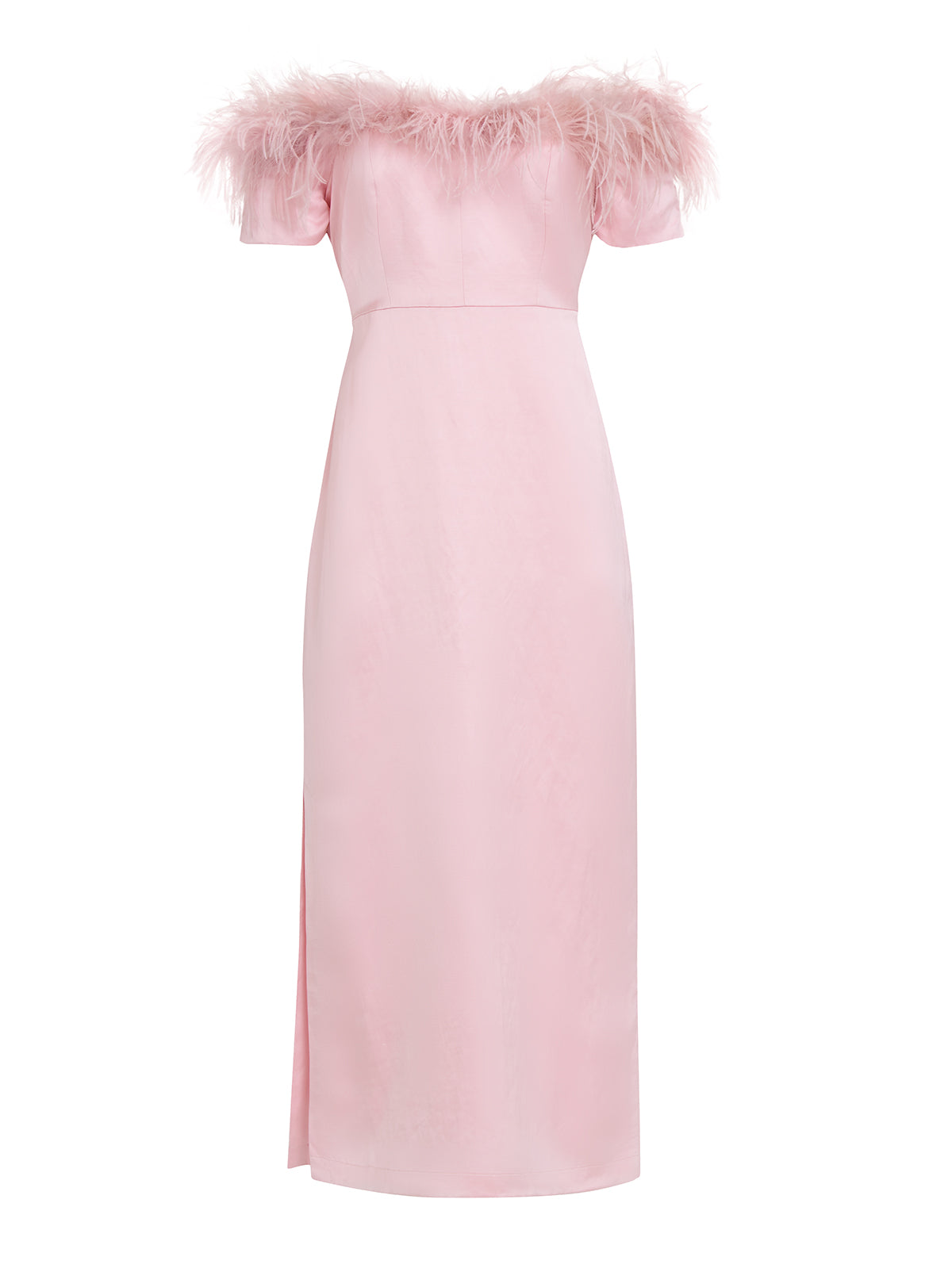 Vivien Pink Feather Midi Dress