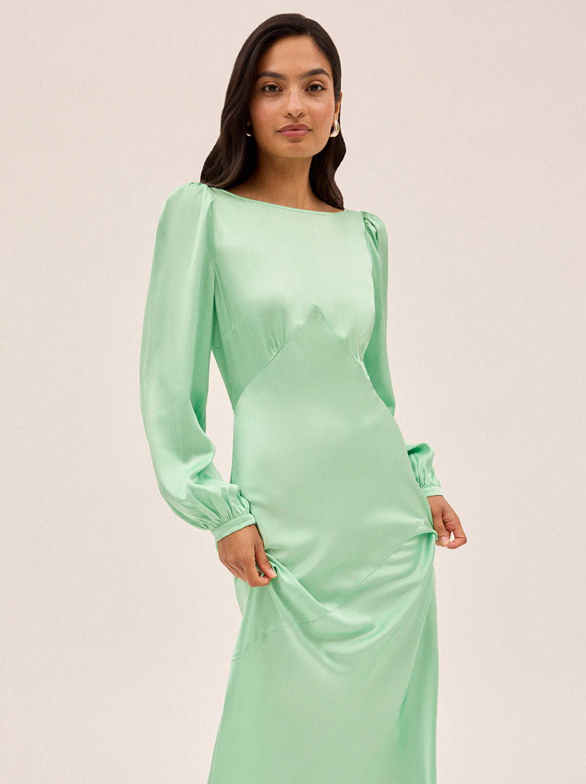 Yara Mint Satin Dress