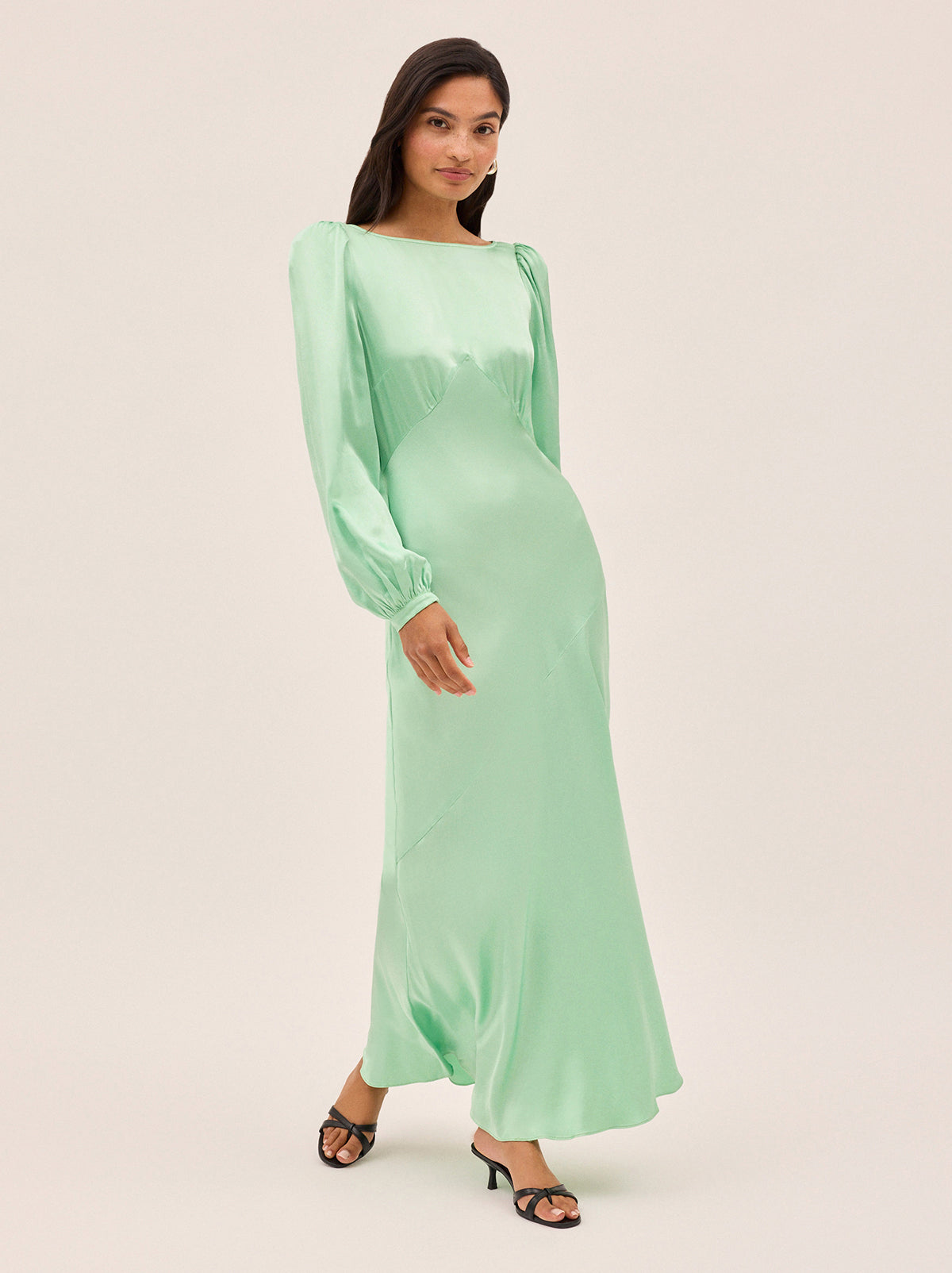 Yara Mint Satin Dress